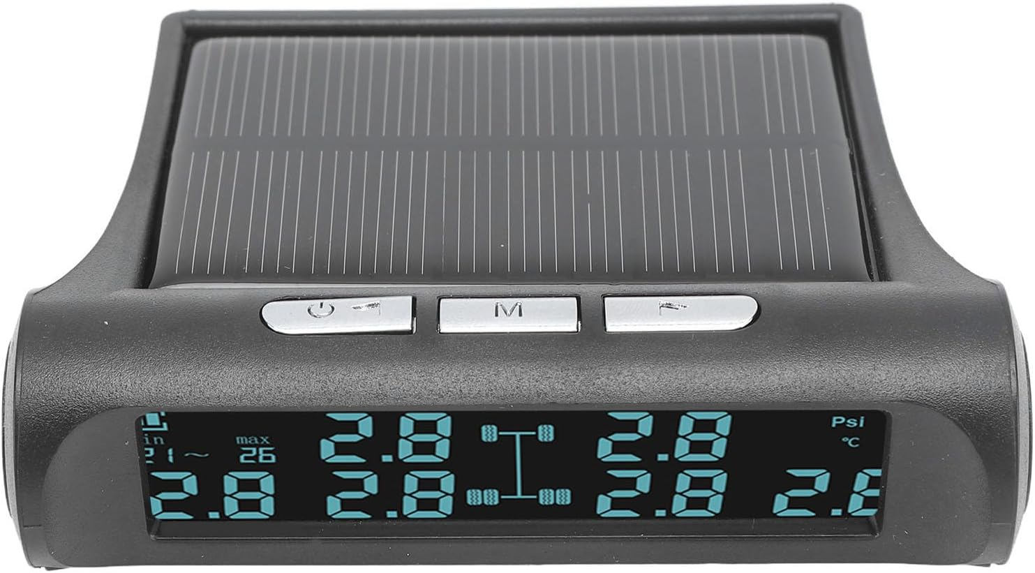 Tire Pressure Monitoring System, USB & Wireless Solar TPMS Tire Pressure Monitor System with 6 External Sensors, Real-Time Display Tire Pressure Temperature, 0-100PSI / 0-7Bar image number 2