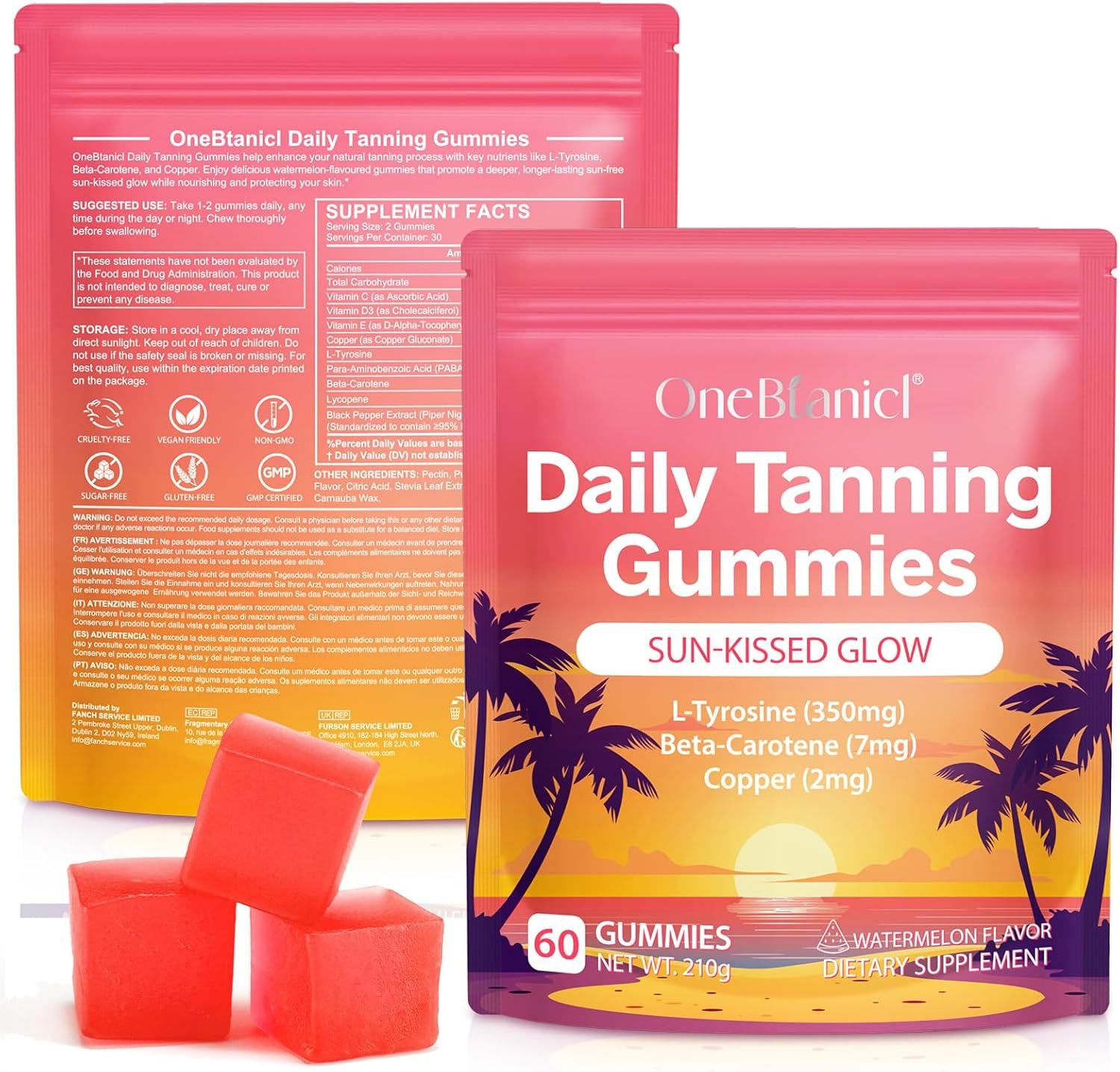 Daily Tanning Gummies,Tanning Gummies with Lycopene & Beta Carotene for Skin Health & Glow, Vegan, Non-Gmo-60 Ct 30-Day Supply image number 4