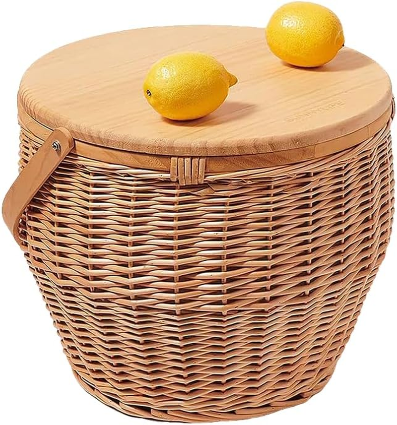 Round Picnic Cooler Basket | Natural
