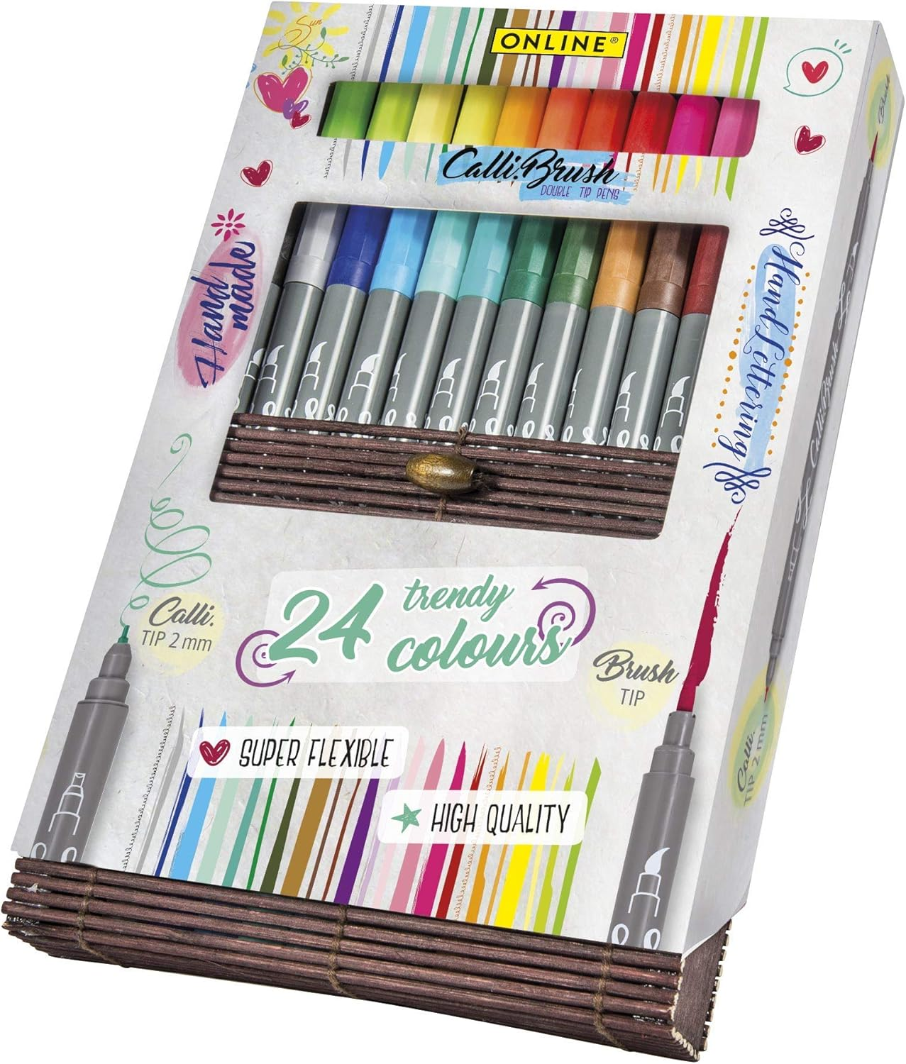 Metallic Brush Pens I Calligraphy Markers - Double Tip with Calligraphy Nib and Brush, Set with 5 for Many Surfaces - Online Calli.Brush in Gift Box - DIY I Handlettering I Painting image number 1