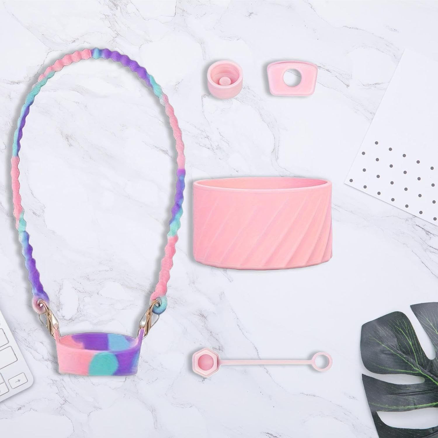 Stanley Accessories, WADY 5Pcs Cup Including Straw Cover Cap, Water Bottle Handle Strap, Leak Stoppers, Silicone Boot for 30Oz 40Oz Tumbler(Coloured) image number 4