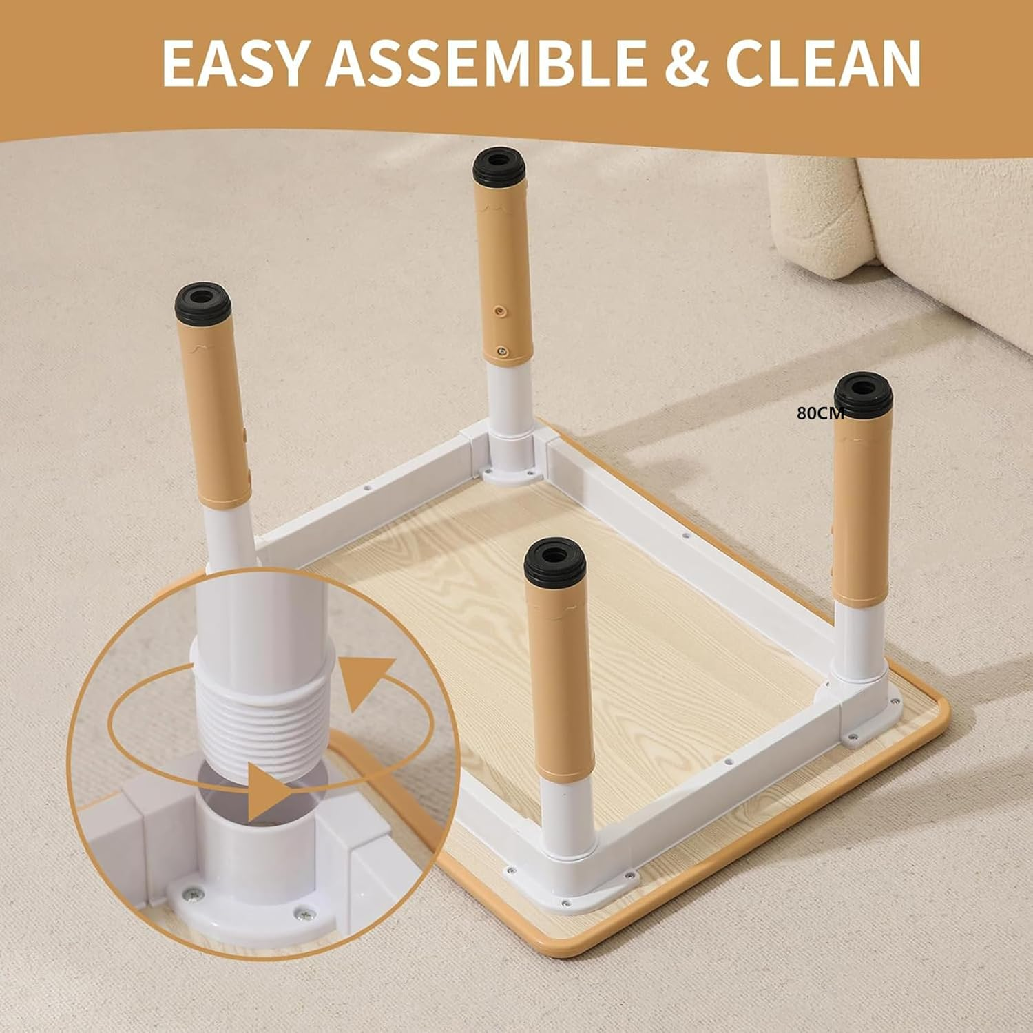 Kids Table and 2 Chairs Set, Height-Adjustable Toddler and Desk and Chair, Children Activity Graffiti Desktop for Classroom Daycare Home, 3-Piece Set Yellow Beige image number 1