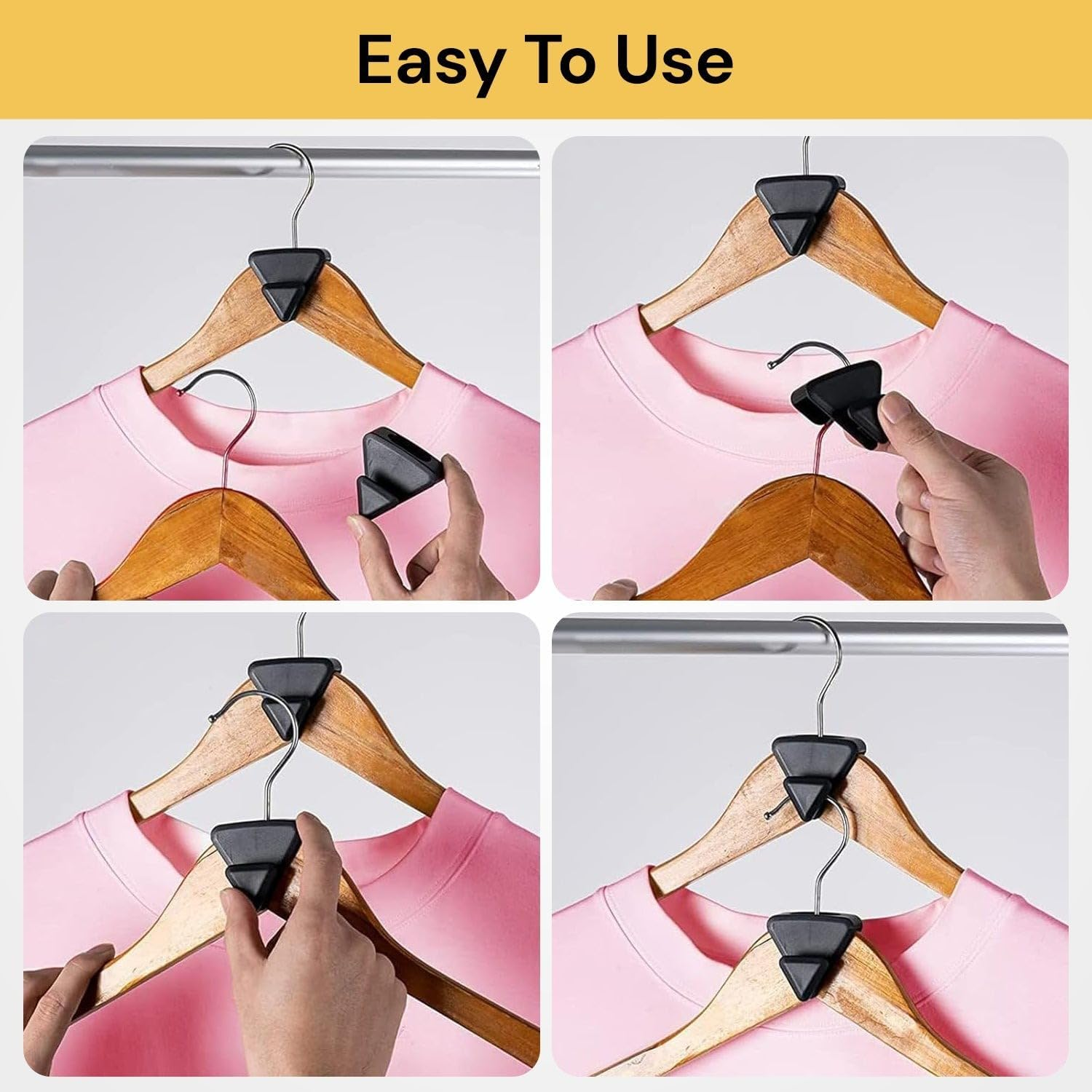 EZONEDEAL 18Pcs Space Saving Hanger Hook, Triangles Hanger Hooks, Black Clothes Hanger Connector Hooks, Heavy Duty Hanger Hook Space Saver, Clothes Hanger for Closet Organizer image number 3