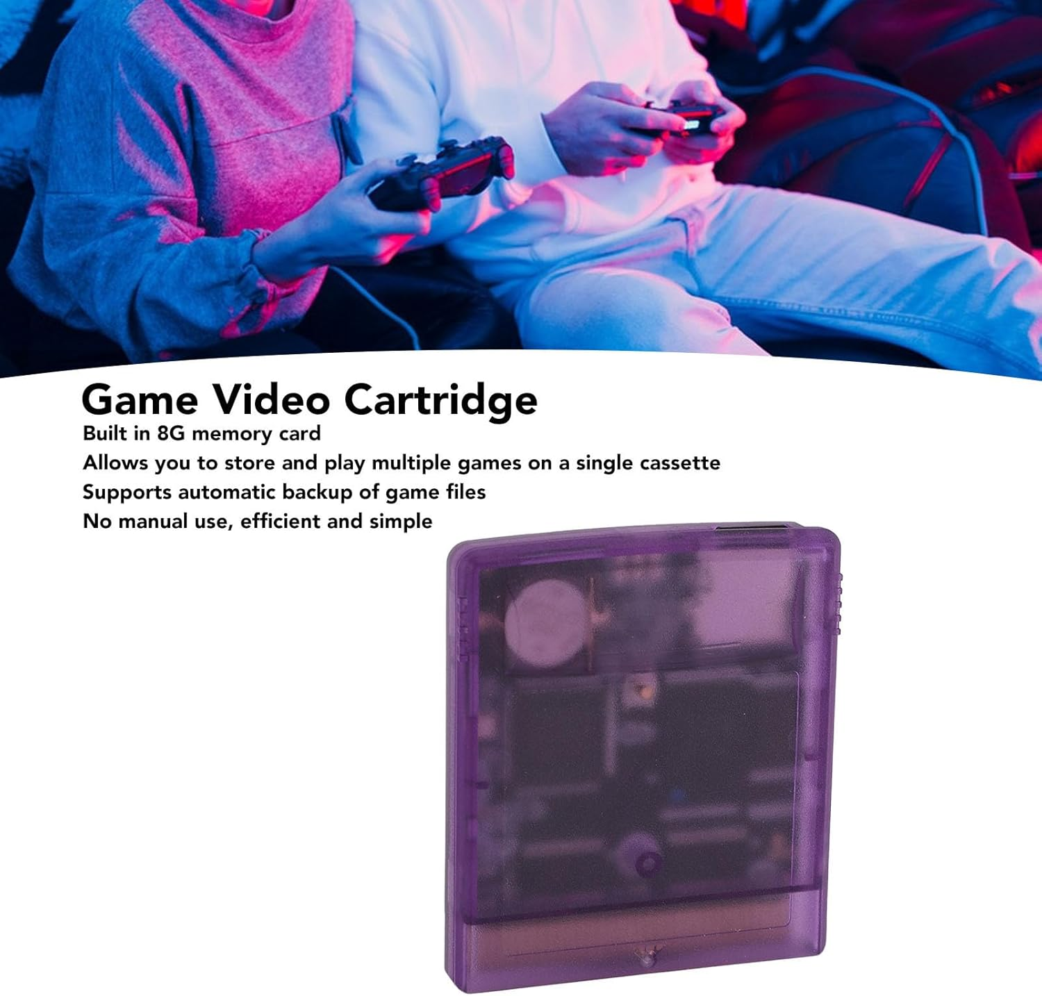 Game Video Cartridge for GB GBC GBA SP Game Console, 1000 in 1 Game Video Cartridge, Game Card Game Cassettes Support for MBC1, MBC2, MBC3, Mbc5,Etc (Transparent Purple) image number 1