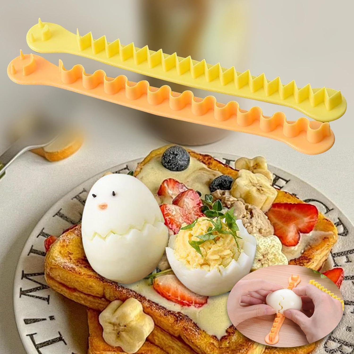 Generic 2 Deluxe Egg Slicers, Flower Shaper, 2 Kitchen Accessories for Slicing, Egg Cutters, Decorator, for Bento Lunch image number 1