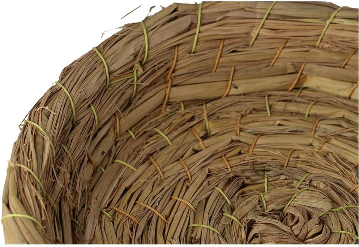 2PCS Handmade Woven Flat Base Straw Bird Nest Parrot Bed Breeding Nest Hatch House Cage for Dove, Pigeon, Parrot, Rabbits, Hamster image number 3