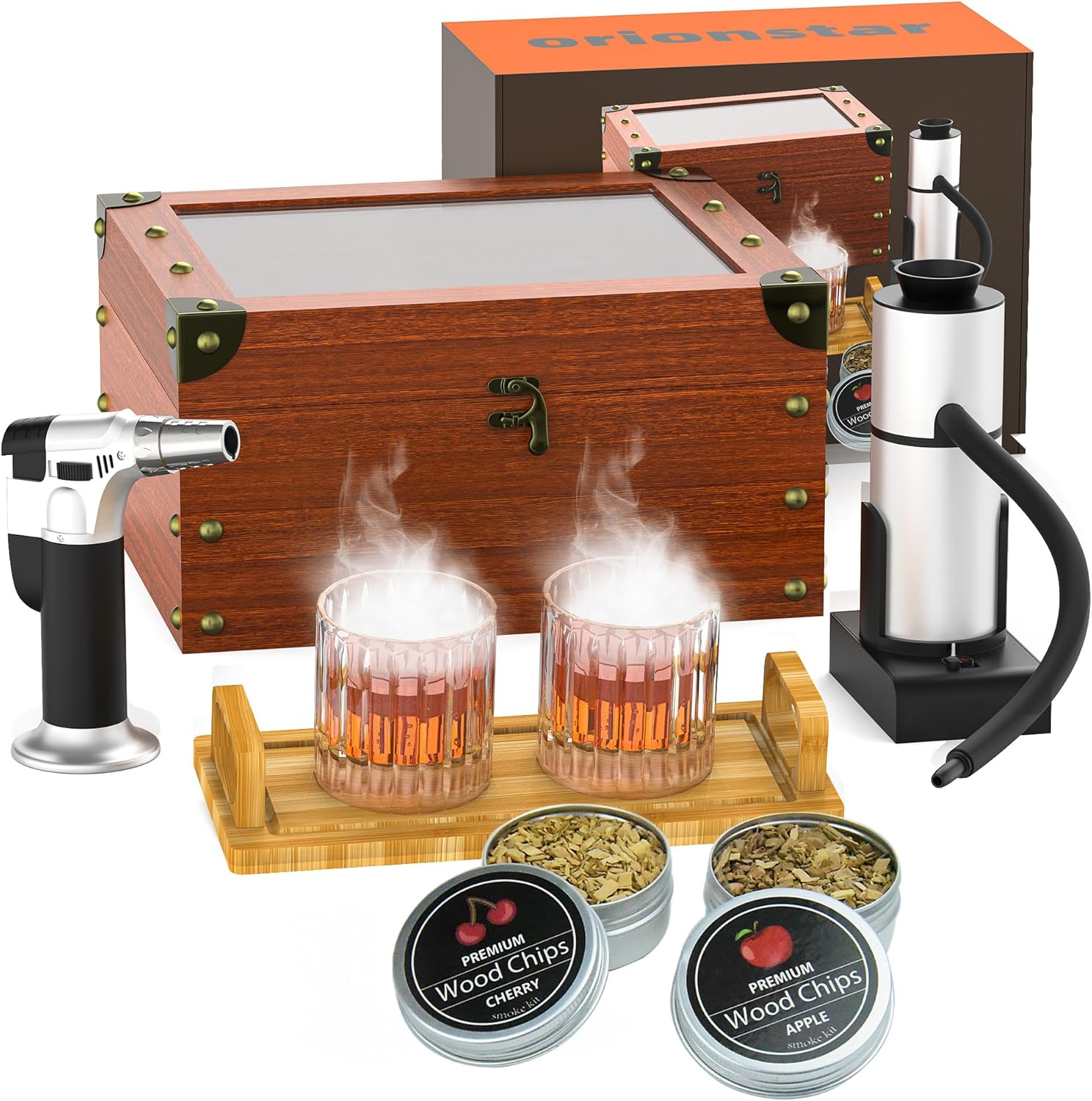 Orionstar Cocktail Smoker Kit with Torch, Food Tray and Wood Chips (Apple & Cherry), Whiskey Smoker Infuser Kit, Old Fashioned Drink Smoker Kit, Bourbon Whiskey Gifts for Men (Without Butane and Cup) image number 2
