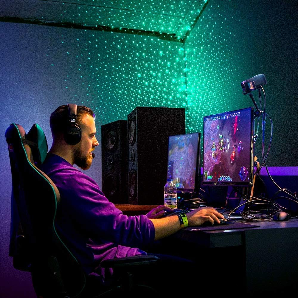 Blisslights Starport USB Laser Star Projector for Game Room Decor, Bedroom Night Light, or Mood Lighting Ambiance (Green) image number 5