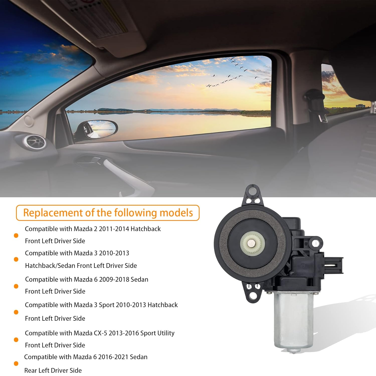 HXHAUTO 6 Pins Front Left Driver Side Power Window Motor Compatible with Mazda 2/3/3 Sport/Cx-5/6 ， Compatible with Mazda 6 2016-2018 Sedan Rear Left Driver Side，Replace for D6515958XB D6515958XA image number 5