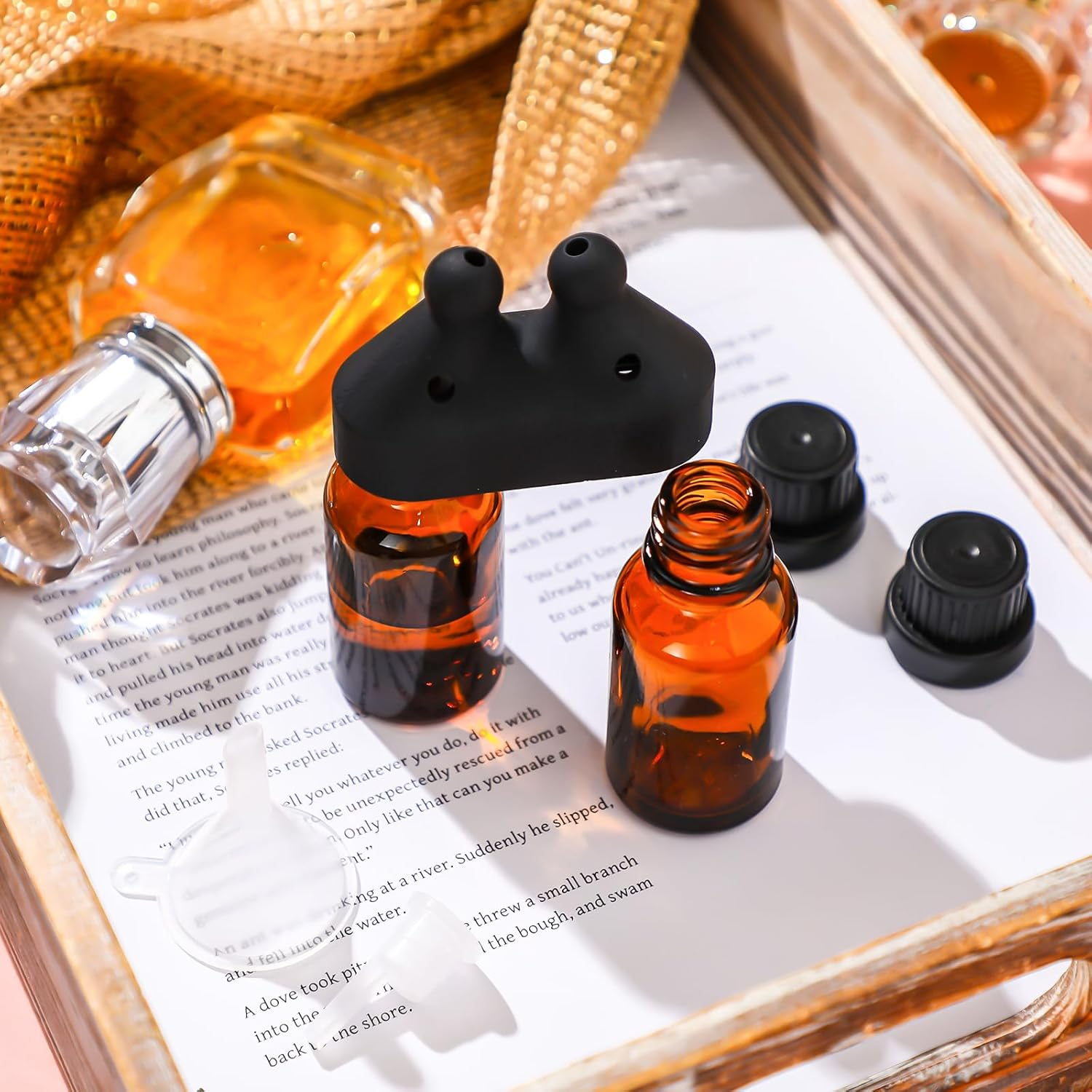 Chunful Essential Oil Inhaler, Double Bottle Leakproof Double Hole Aroma Nasal Inhaler Cap Mini Perfume Dispenser Bottle for Enhances Aromatherapy image number 2