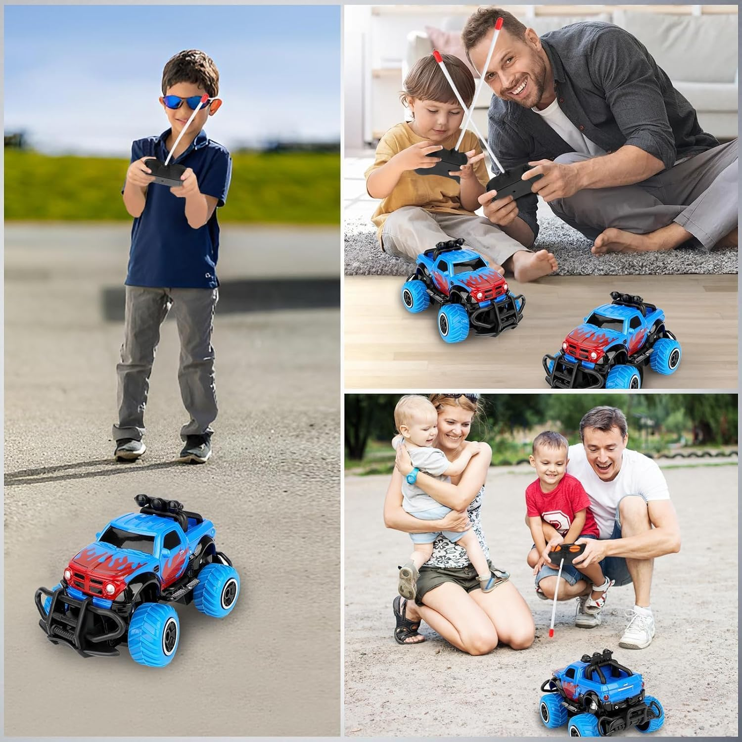 ZCOINS Blue Mini RC Remote Control Cars Toy 1:43 Scale for Kids Boys Girls, Small Truck Radio Controlled off Road Vehicle Racing Car for Outdoor Indoor Christmas Birthday Gifts Present image number 5