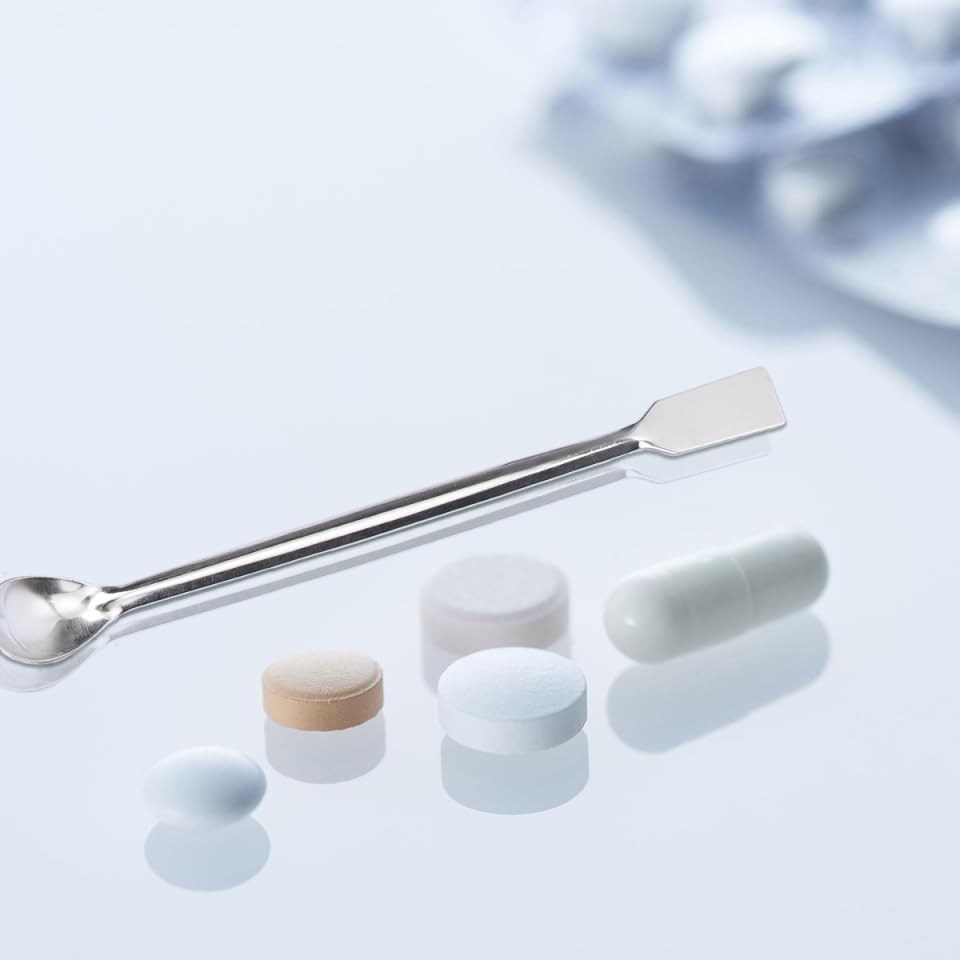 Baluue 12Pcs Measuring Lab Spatula Stainless Steel Mini Spatula Micro Laboratory Spoons Measuring Cup Stainless Steel Spoons Micro Sampling Spoons Spoons 1/3 Miniature Set image number 6