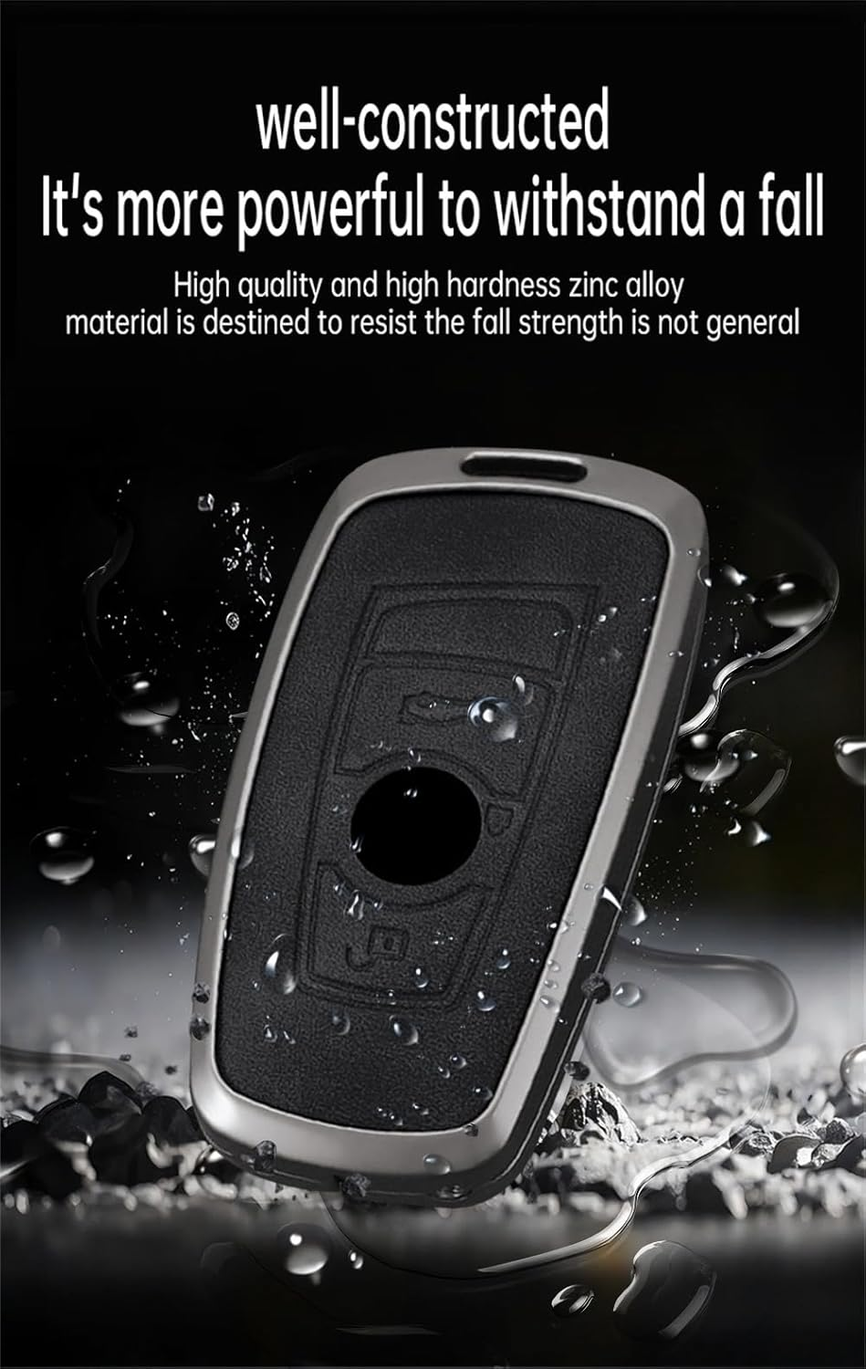 Ontto Metal Leather Key Fob Cover Fit for BMW F20 F30 G20 F31 F34 F10 G30 F11 X3 F25 X4 I3 M3 M4 1 2 3 4 5 6 7 Series Smart Key Shell Case Keyring Key Holder Keychain Accessories image number 6