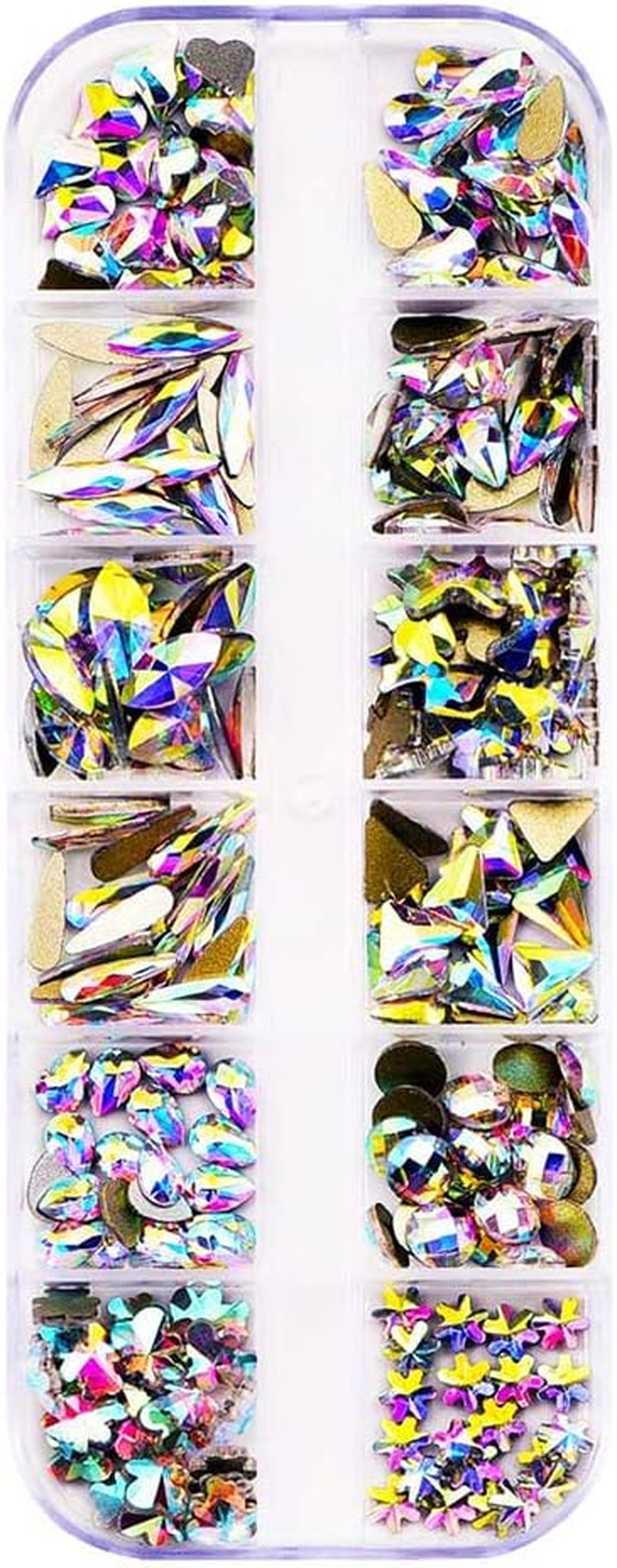 1 Box Nail Glass Crystal Rhinestones Nail Art Set Nail Gems Clear Glass Jewels