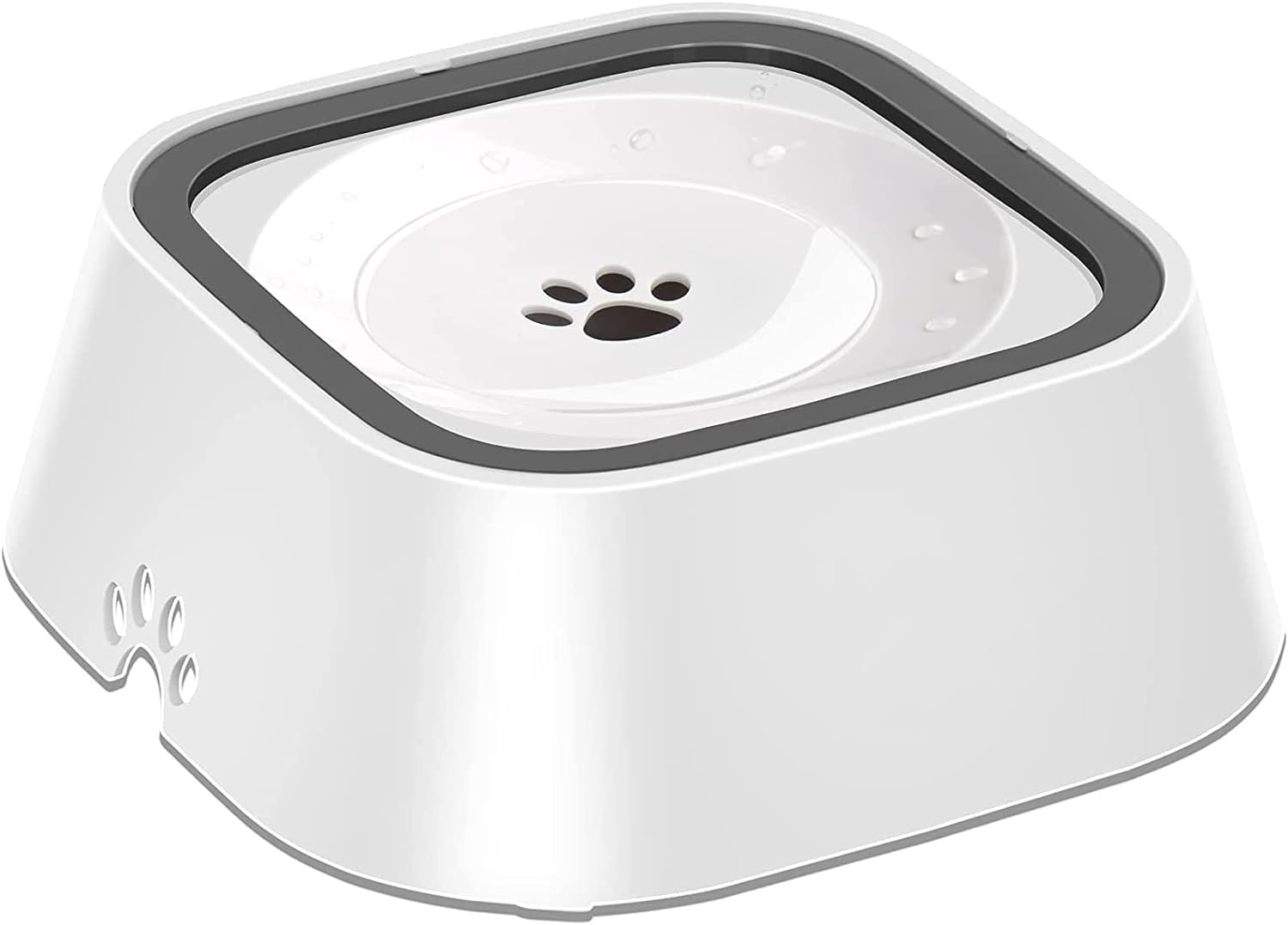 Dog Water Bowl No Spill, PRENDIEEN 1L/35Oz Large Capacity Dog Water Bowl Dispenser Non Slip No Splash Dog Water Bowl Pet Slow Feeder No Drip Dog Water Bowl Slow Water Bowl (White) - Grey image number 3