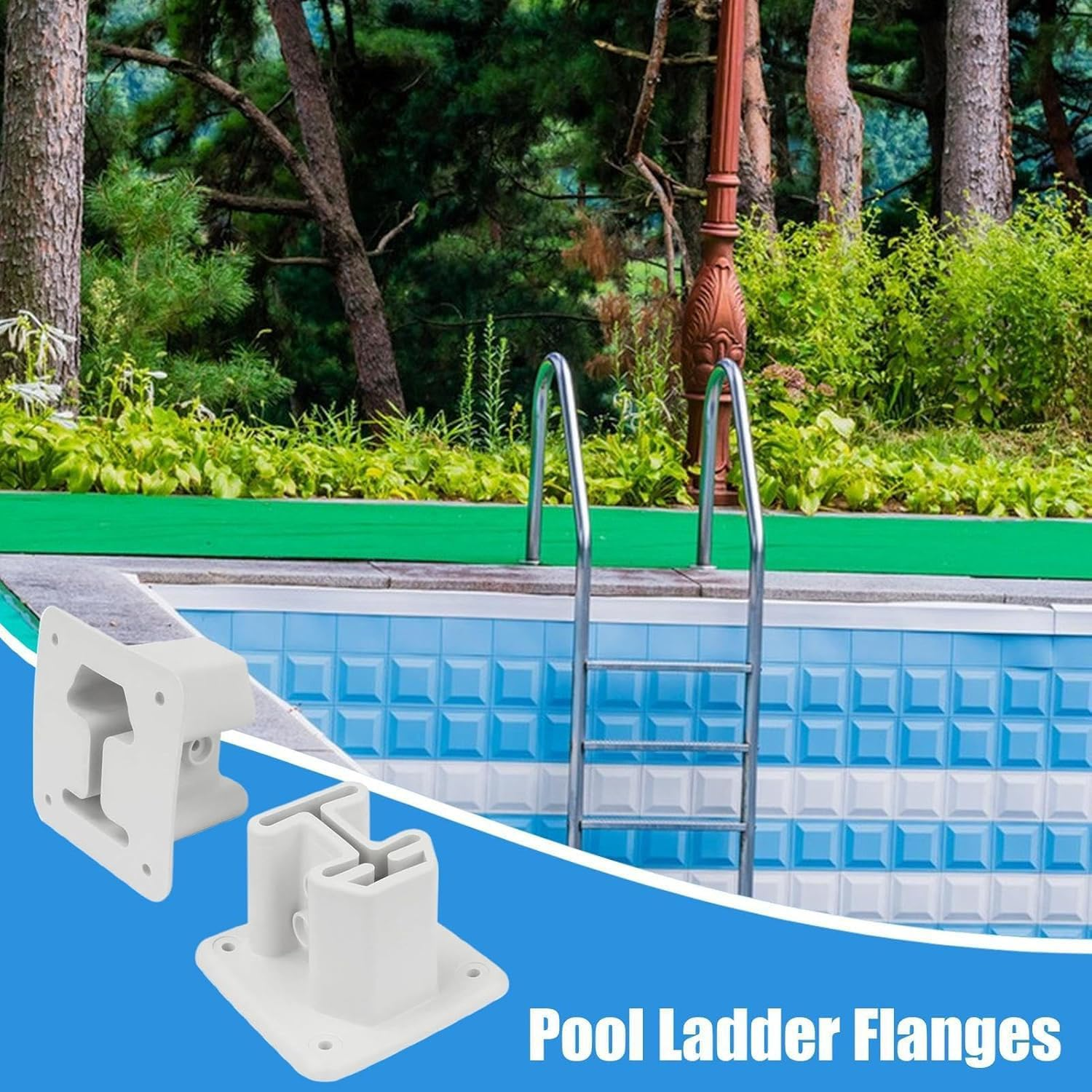 Upgraded Pool Ladder Flanges &ndash; Durable Resin Replacement Parts for In-Ground Pools | Swimming Pool Ladder Repair Component (Set of 2) image number 1