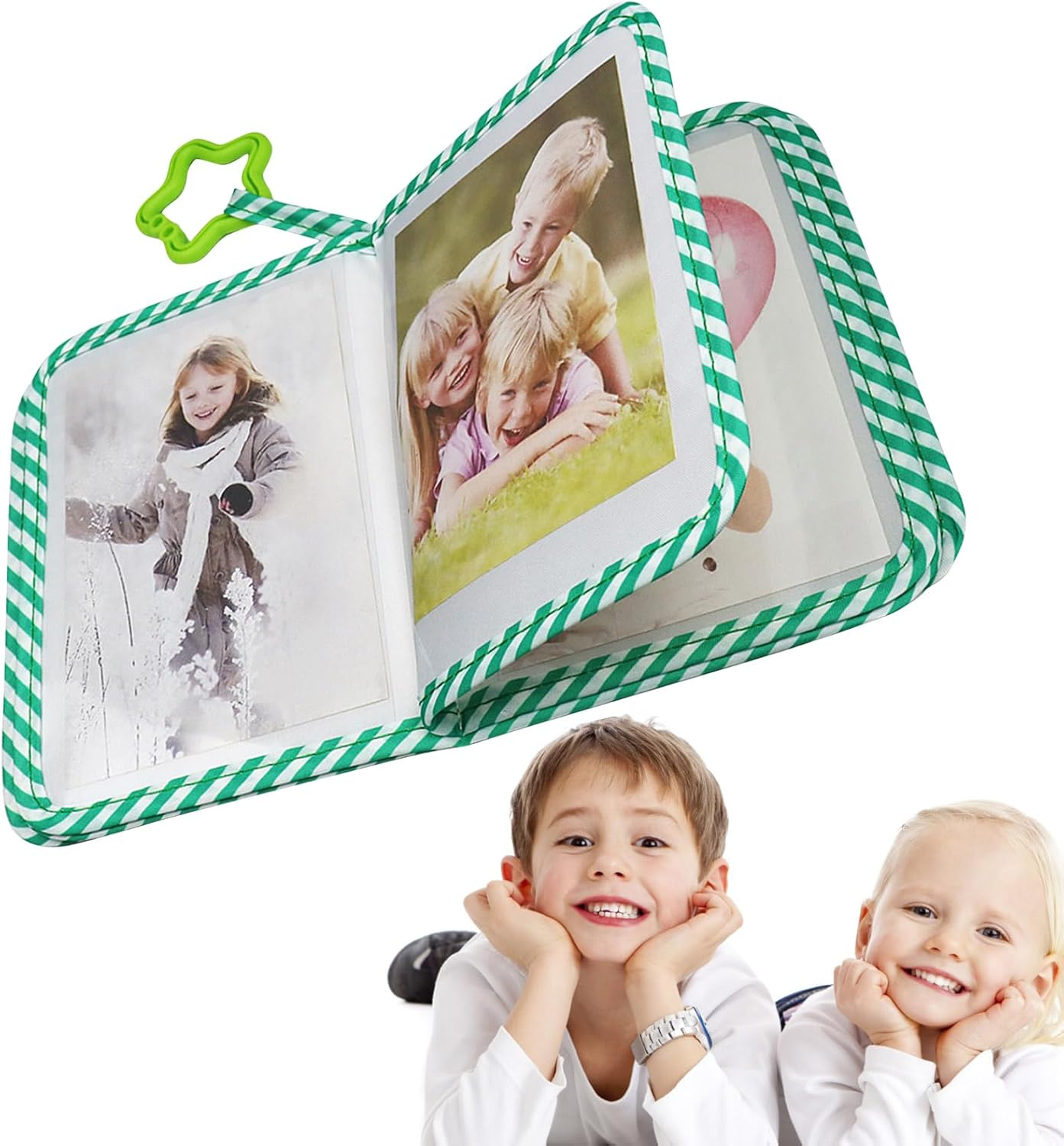 Baby Photo Book | Memory Baby Shower Cloth Album - Fabric Keepsake Book Children Picture Storage for New Parents Girls Boys Family Dad Mom - Green image number 4