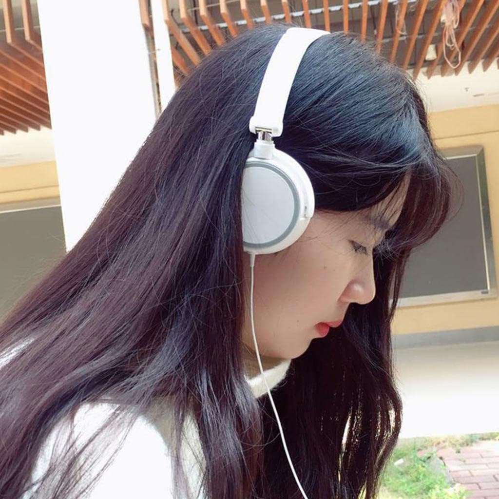 Asrmyjcx Computer Headset Deep Karaoke Calling over Ear Headphones, White