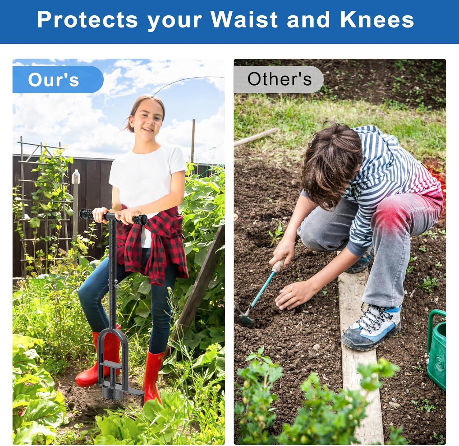 Garden Grass Plugger Tool with Long Handle Sod Turf Plugger Steel Bulb Planter with Soft Rubber Grip Plants Transplanter Tool for Digging Holes, Repair of Turf, Transplant Seedling image number 5