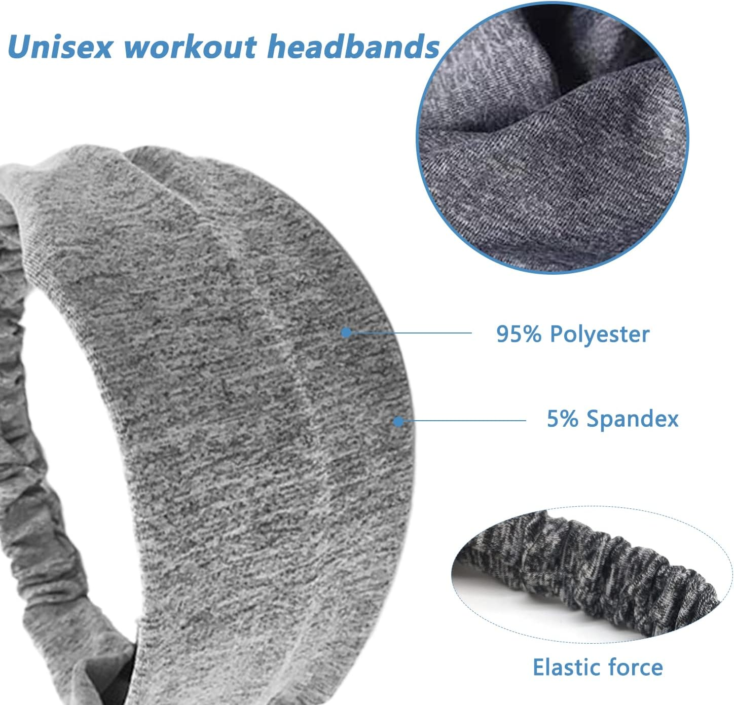 Pack of 3 Sports Headbands, Elastic Hair Bands, Non-Slip Sweatband, Highly Stretchy Hair Band for Jogging, Running, Hiking, Makeup, Bicycle and Basketball (Colour 3) image number 5