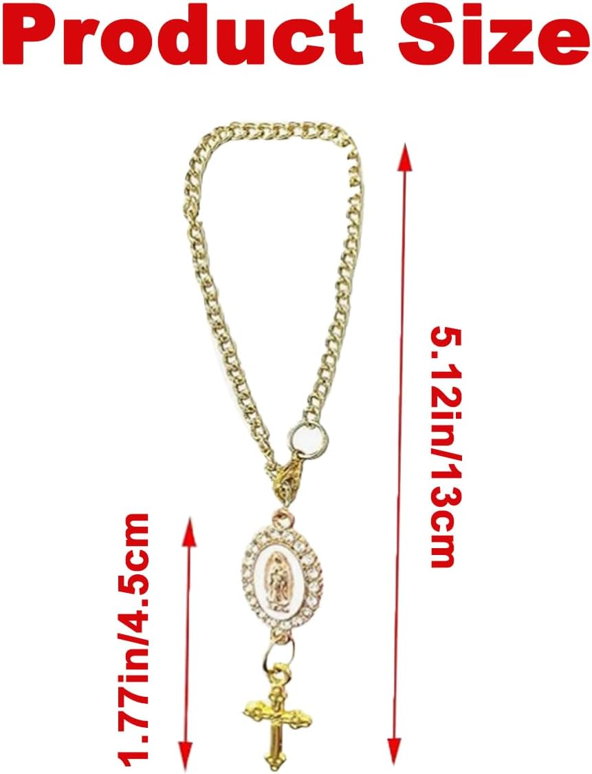 Charm Steering Wheel Rosary Accessory,Cross Pendant Car Decor,Car Rosary for Rearview Mirror,Charm Decor image number 4