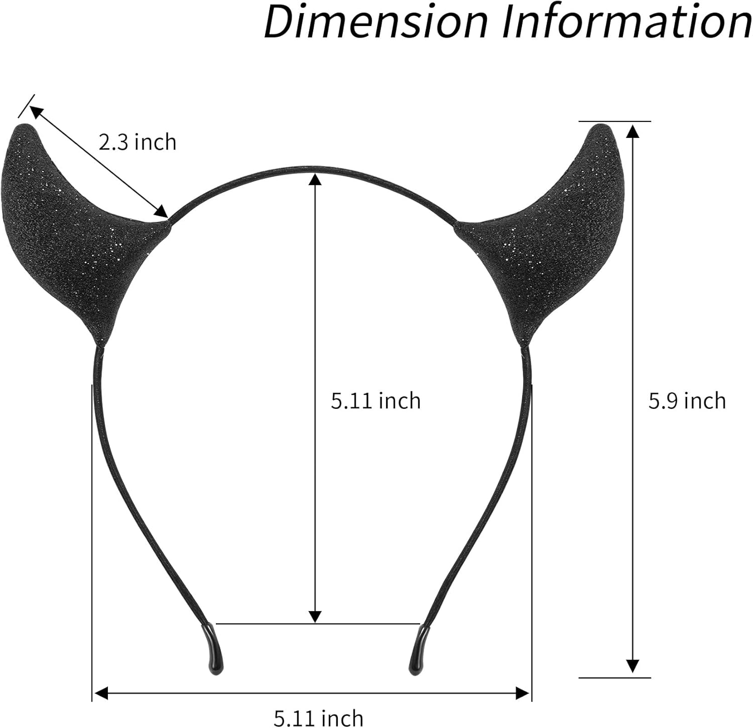 Glitter Devil Horns Headband - HKFUON Sparkly Halloween Devil Ears Headband Cute Sexy Hair Band Decorative Hoop Accessories - Black image number 3