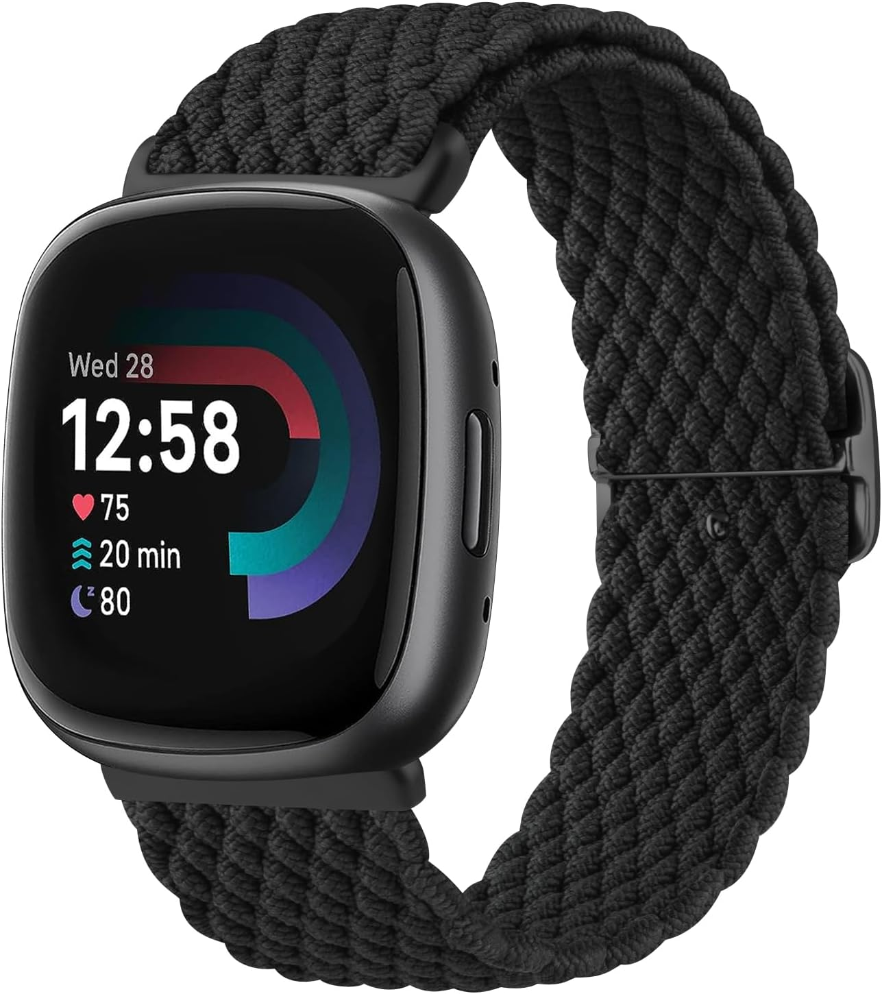 Elastic Solo Loop Bands for Fitbit Versa 4 Bands&Fitbit Versa 3 Bands, Fitbit Sense 2 Bands&Fitbit Sense Bands Women/Men, Adjustable Stretchy Braided Sport Replacement Sport Straps image number 3