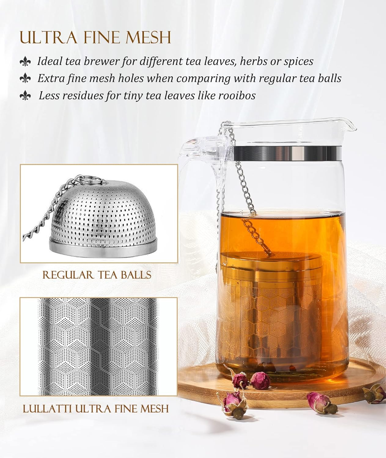 LULLATTI Large Tea Infuser for Loose Tea(1 Pack), 304 Stainless Steel Ball Strainer, Extra Fine Mesh Steeper Brewing All Kind of Tea, Fits Most Teapot, Cups or Mugs Large-Cube (LUTBI016) image number 6