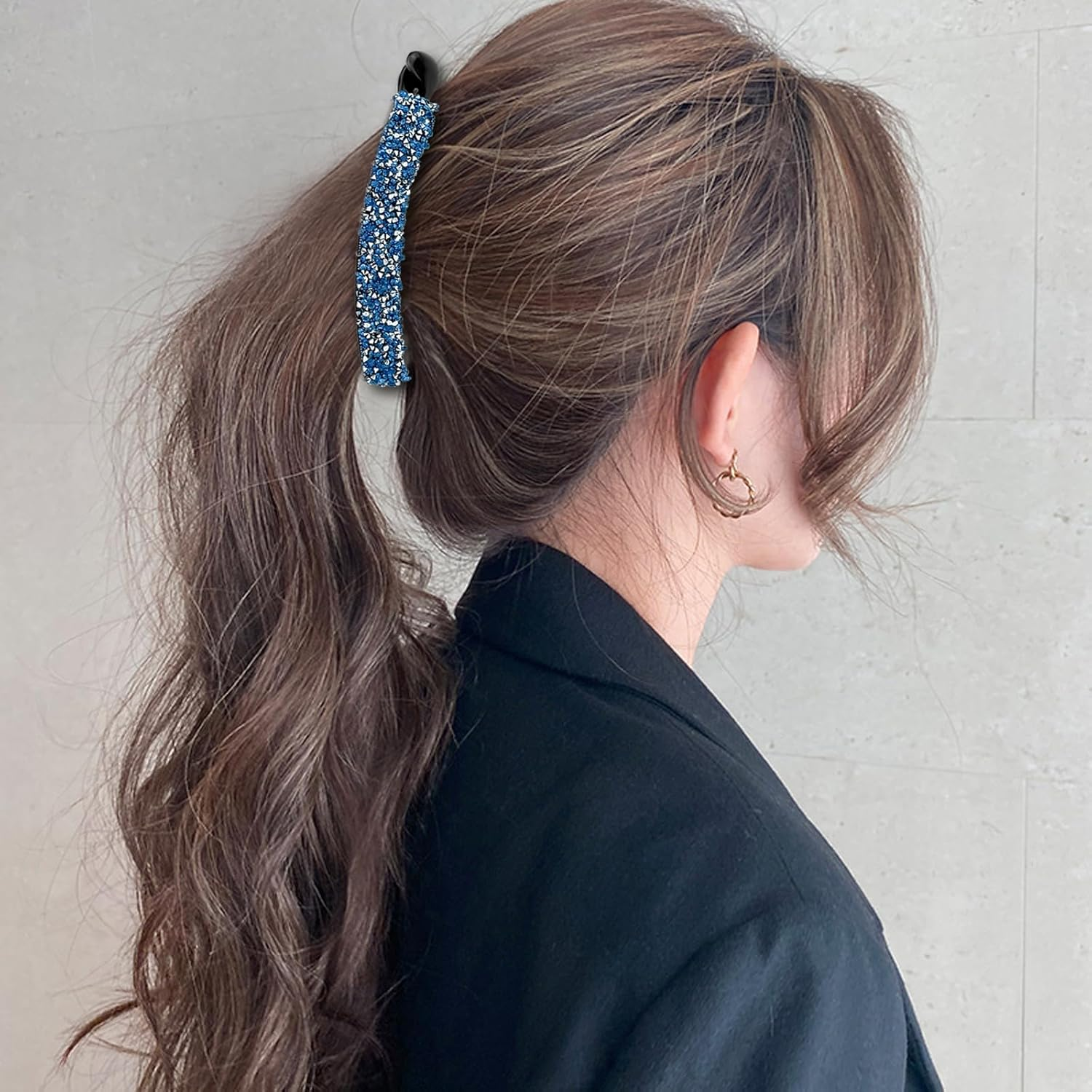 12 Pcs Rhinestones Pearl Banana Hair Clip for Thick Hair, Strong Hold Ponytail Holder Banana Clips Matte French Barrettes Fine Hair Jaw Clips Accessories for Women image number 4