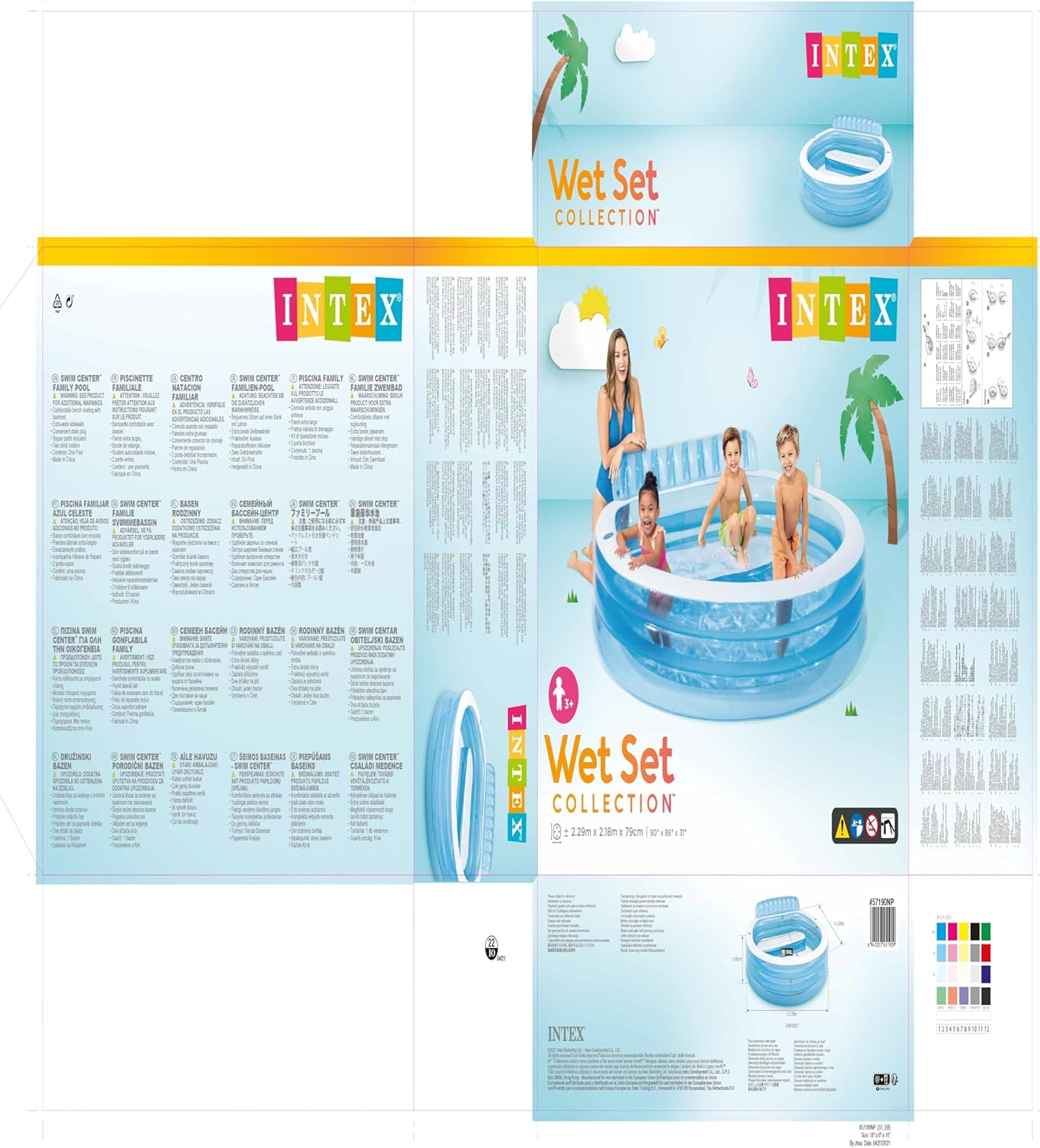 INTEX 57190NP - Swim Center Family Lounge Pool, Ages 6+, Size 2.29Mx2.18Mx79Cm image number 1