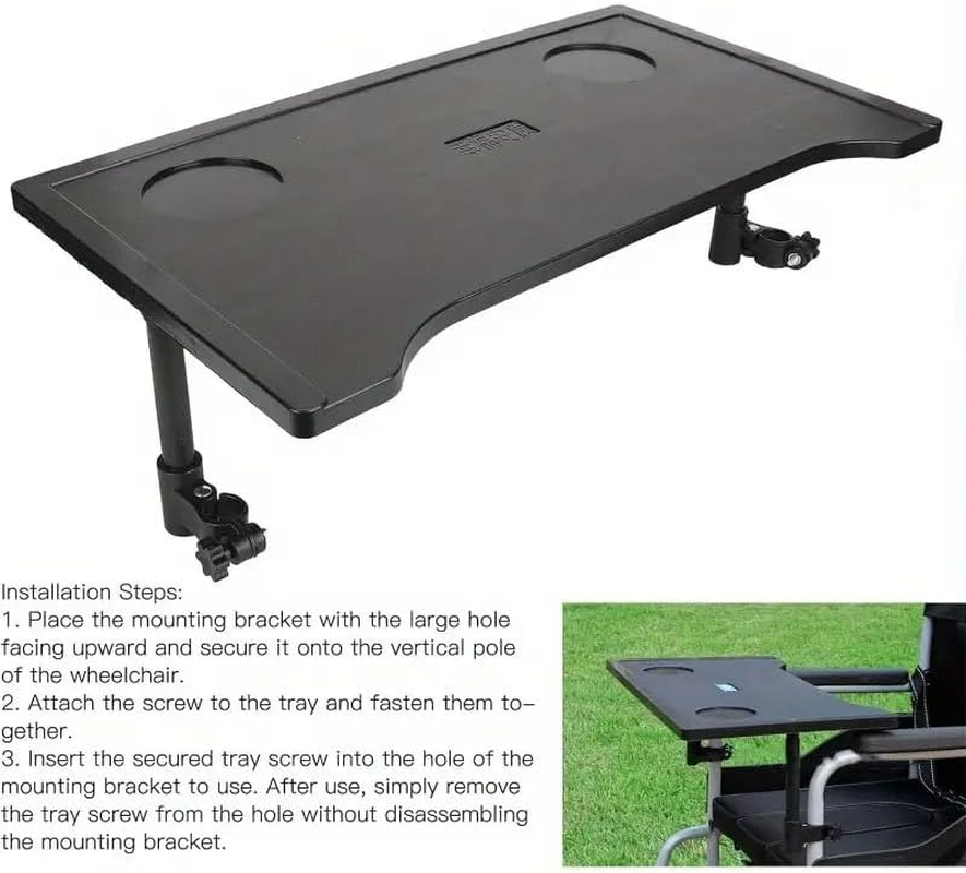 AIMALL Plastic Dining Table Tray for Wheelchairs, Disabled Patients, Elderly Walkers - Set Plates, Cup Holders, and More image number 6