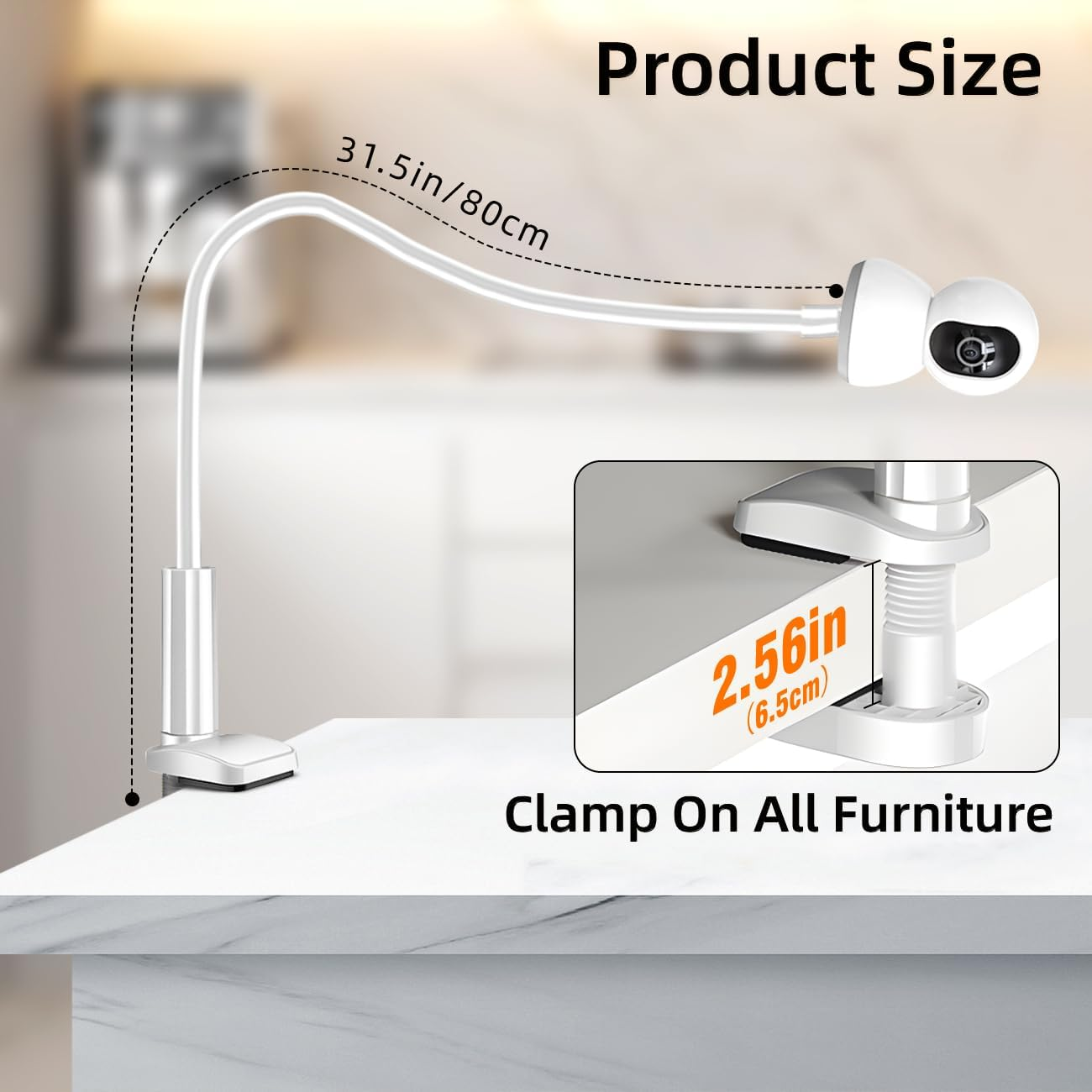 Eymann Universal Baby Monitor Holder-Flexible Baby Monitor Mount with 1/4 Screw,No Drilling Required Crib Camera Stand,Compatible with Arlo, Motorola, Hello Baby and Most Monitor Cameras(Clip on 0.8M) image number 6