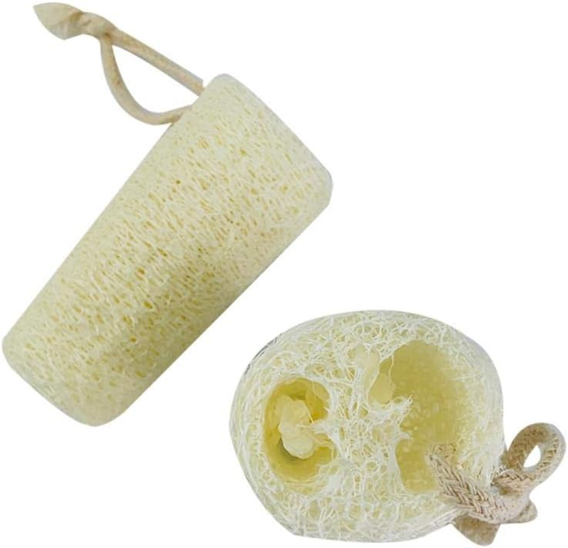 2 Pieces Natural Loofah Bath Shower Sponge Spa Body Scrubber Horniness Remover Bathing Massage Sponge image number 1