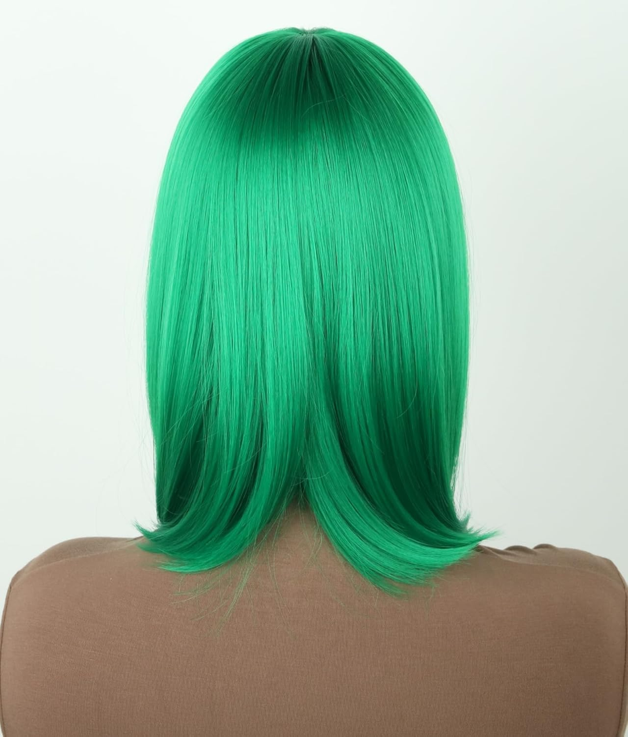 Topcosplay Women'S Short Bob Wig Black Straight Synthetic Wigs with Fringe for Cosplay Daily Carnival Fancy Dress (Green)