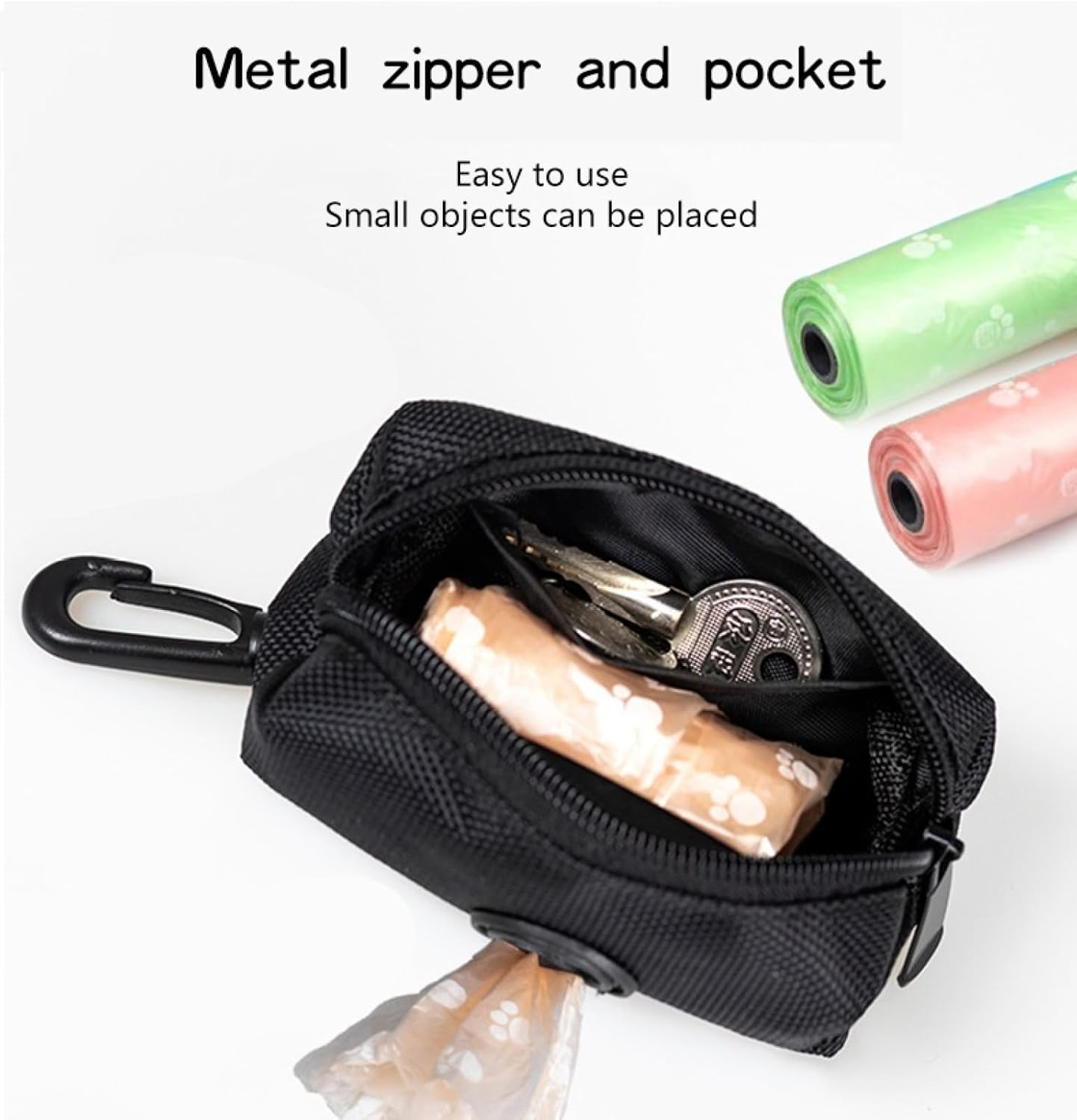 Dog Poop Bags 2Pcs Pet Dog Poop Bag Holder Leash Attachment Adjustable Mini Travel Garbage Bag Dispenser 05