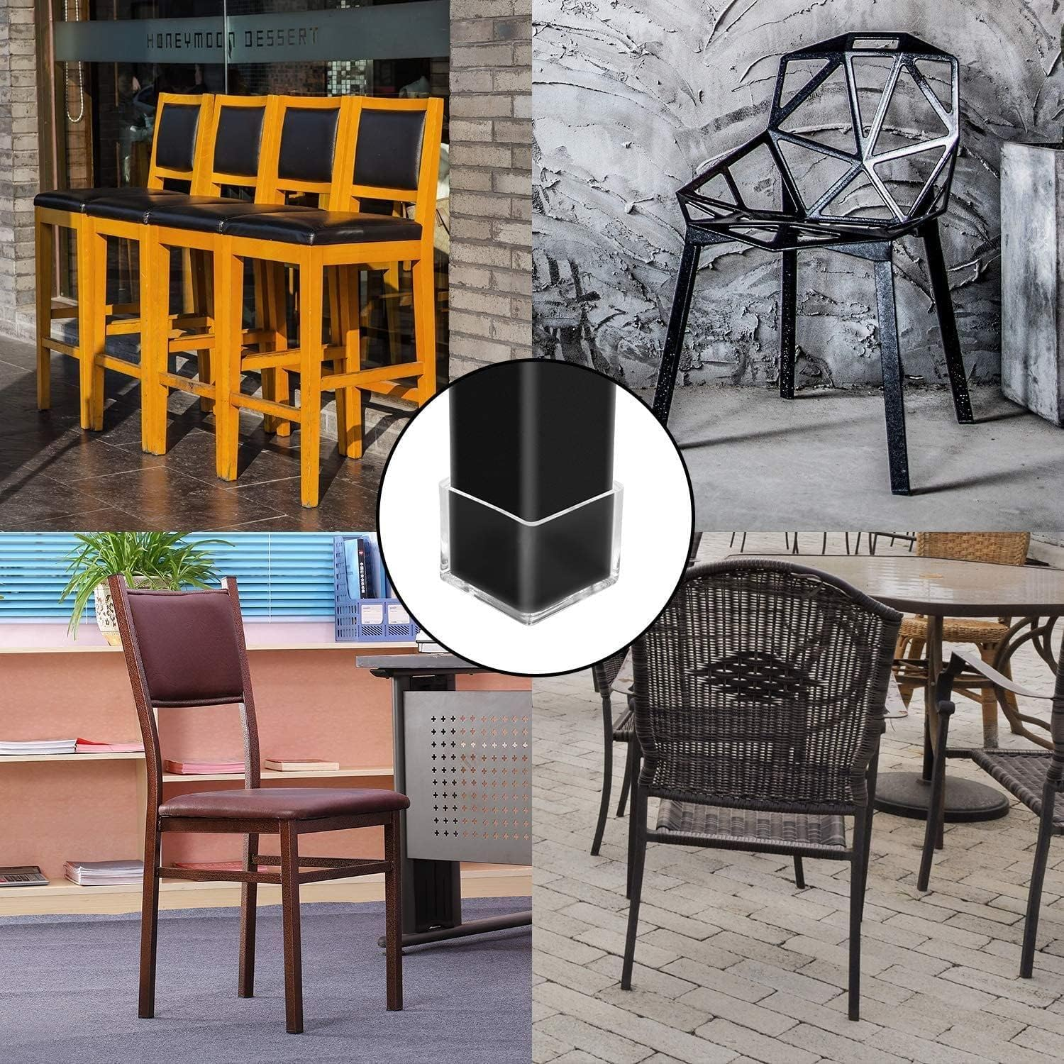 16Pcs Square 35X35Mm Silicone Chair Leg Floor Protectors, Chair Leg Caps, Furniture Foot Protectors, Free Moving Table Leg Covers, Stool Leg Caps to Prevent Hardwood Floor Scratches and Reduce Noise image number 3