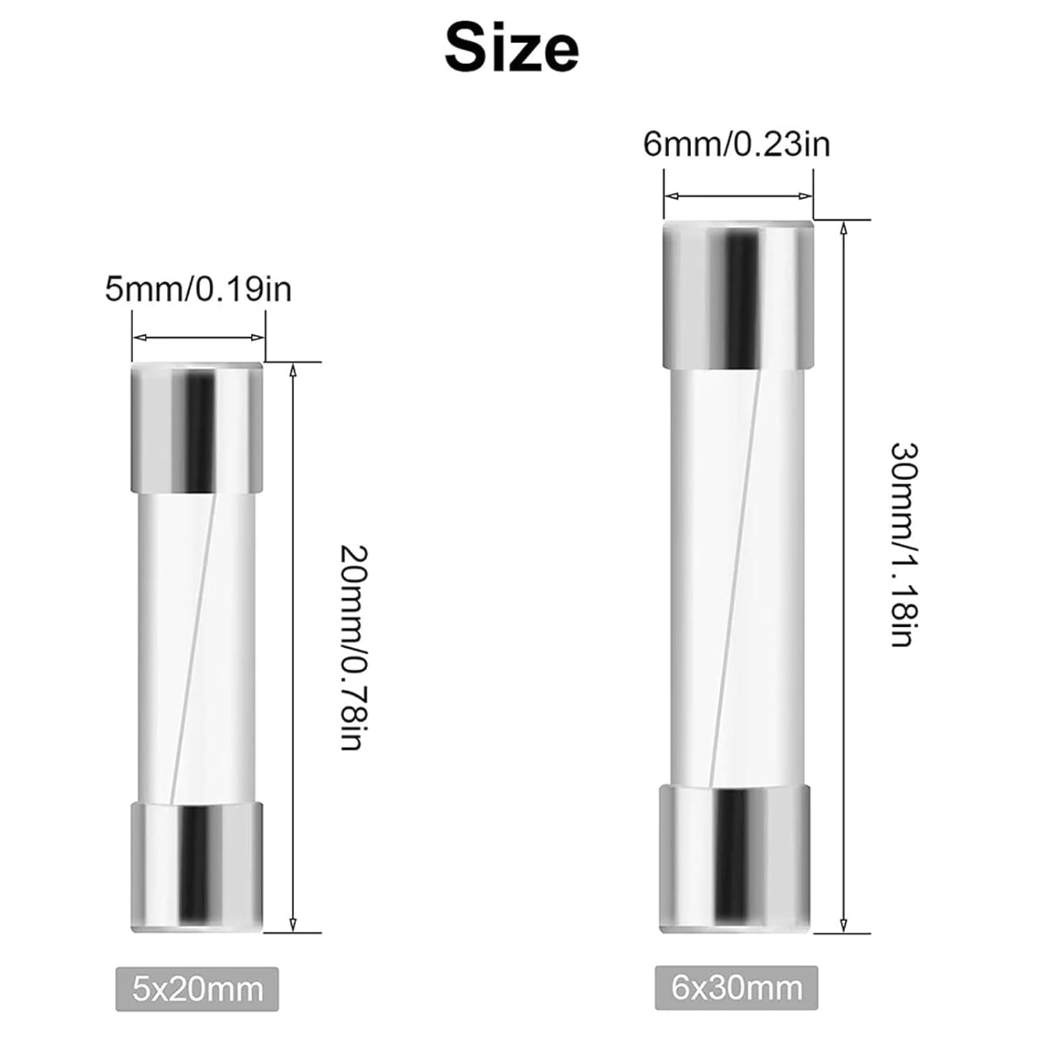 360Pcs 24Kinds Fast Blow Glass Fuses Assortment Kit;250V 5X20Mm/6X30Mm 0.25A~20A Assorted Quick Blow Tube Fuse Set image number 4