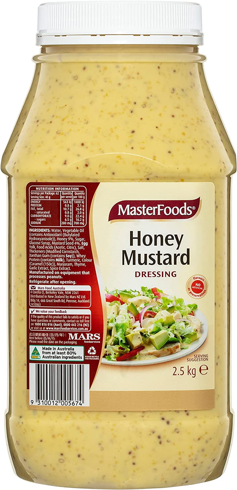 Masterfoods Honey Mustard Salad Dressing 2.5 Kg Jar