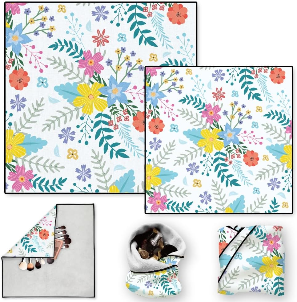 Doodlream 2 Sheets Travel Makeup Bags, Self-Adhesive Magic Cloth Wildflower Cosmetic Bag, Reusable Portable Lay Flat Cosmetic Pouch, Protective Wrap for Camera Lens Electronics (50Cm/35Cm) image number 4