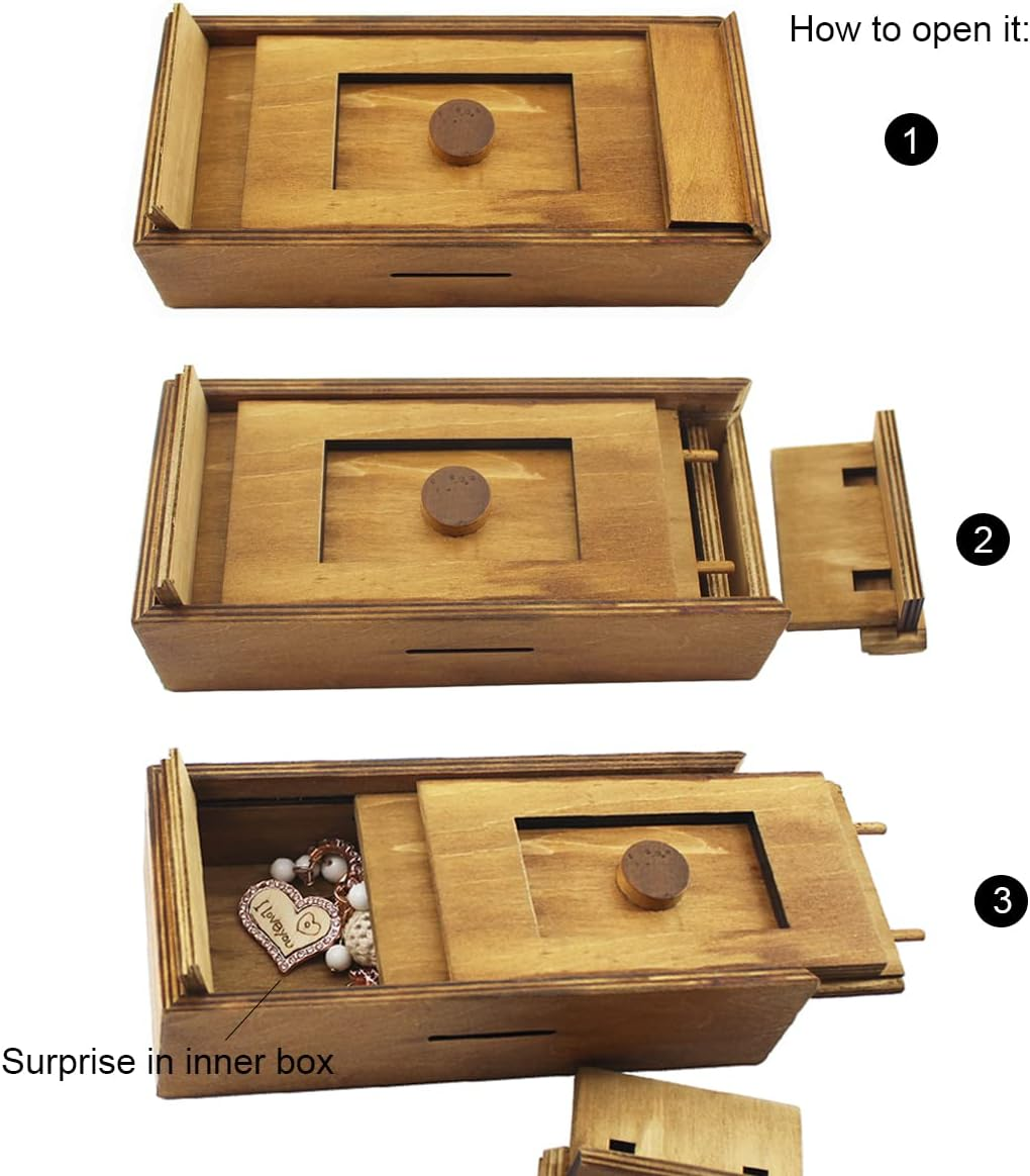 Wooden Puzzle Boxes with Hidden Compartments, Intelligent Thinking Sports Tasks for Children, Teenagers, Adults, Money Card Holder, Difficult Games, Wooden Puzzle Case for Secret Surprise Gifts image number 3