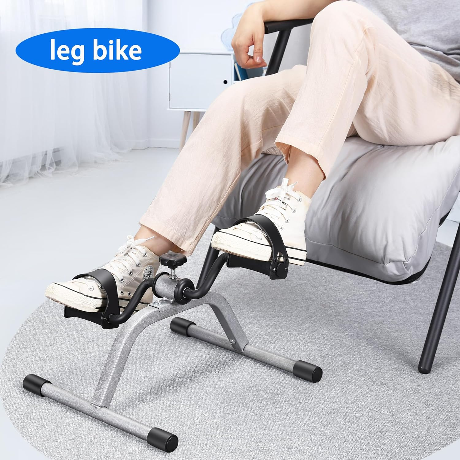 Pedal Exercise Mini Exercise Bike for Leg and Arm Recovery Exercise Lightweight and Portable Floor Bike image number 4