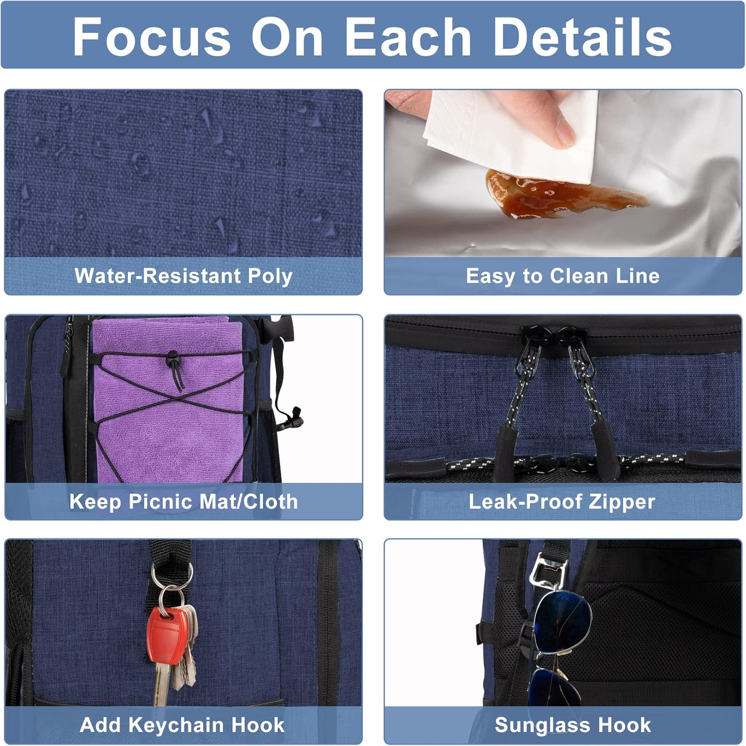 Cooler Backpack Waterproof 30 Cans Insulated Backpack Cooler Bag Leak Proof Soft Ice Chest Backpack for Women Beach Picnic Hiking Lunch Backpack, with Ice Packs Reusable for Long Lasting - Black image number 6