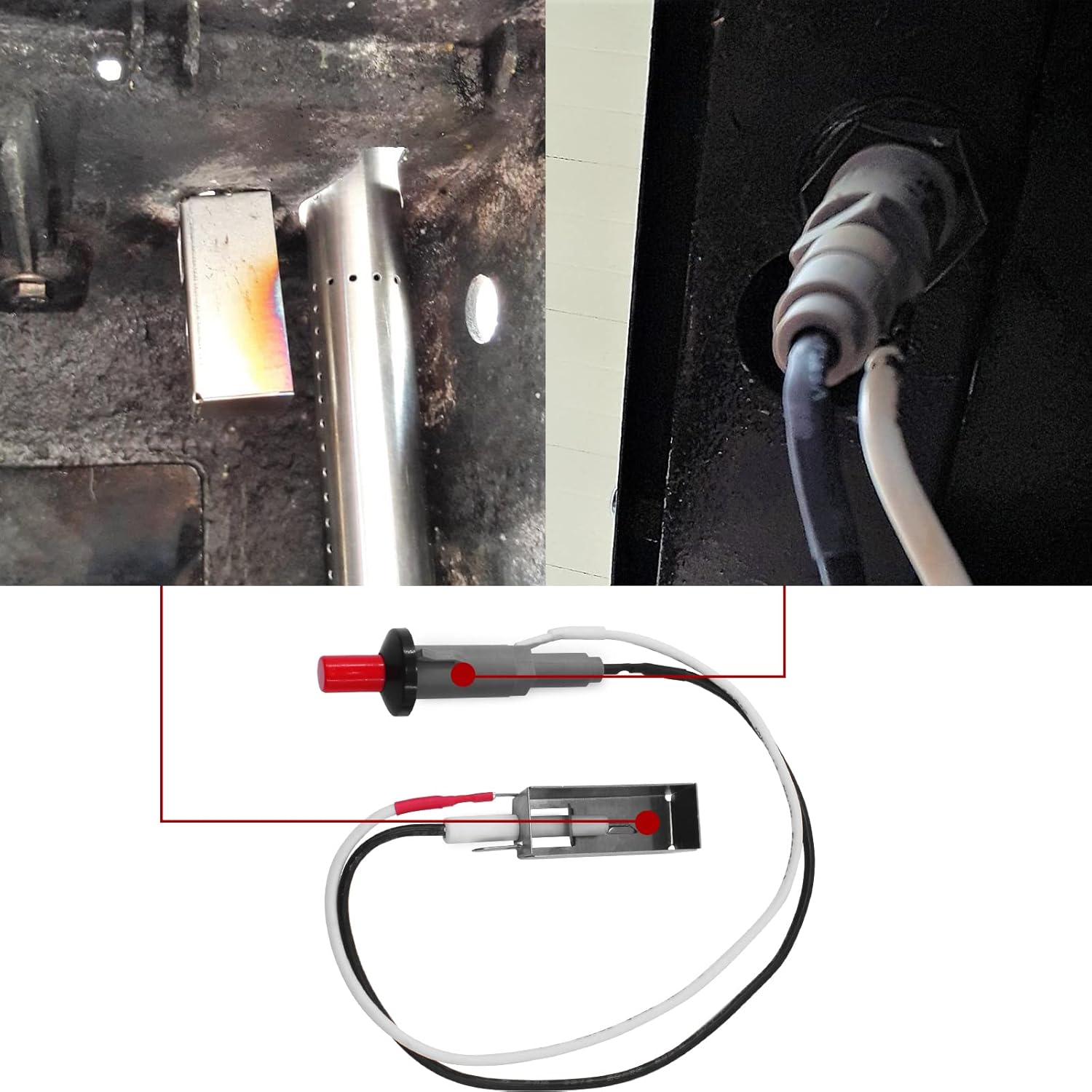 MENSI Piezo Igniter Assembly Kit for Weber Grill Model 7510, Spirit E-210, Spirit 500/700, Genesis E-310/E-320, Genesis Silver B/C, Genesis Gold B/C, Platinum B/C