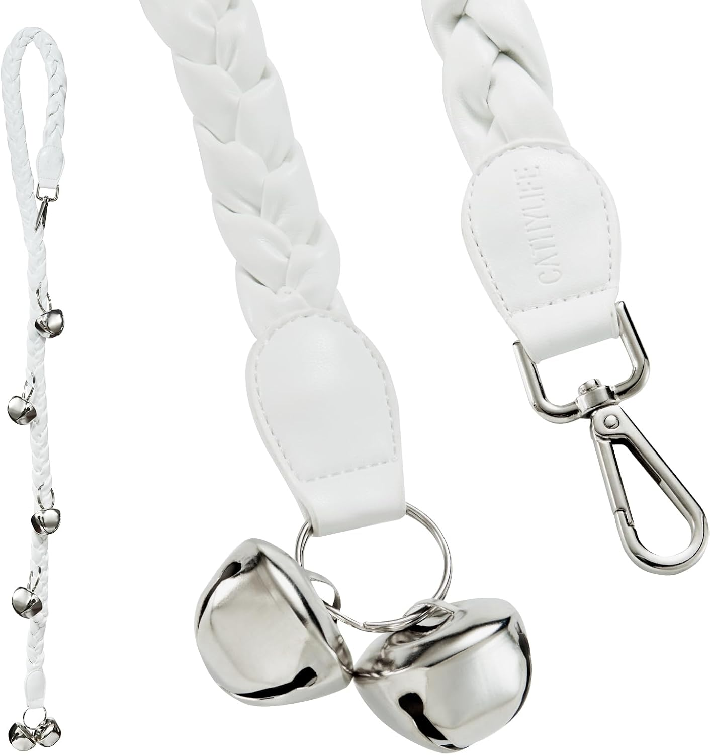 Dog Doorbells for Potty Training, Poly Urethane Puppy Door Bells, Hand-Woven Dog Bells for Dog Training, Extra Loud Bells for Door Knob, Ring to Go outside Doggie Pet Supplies. (White)