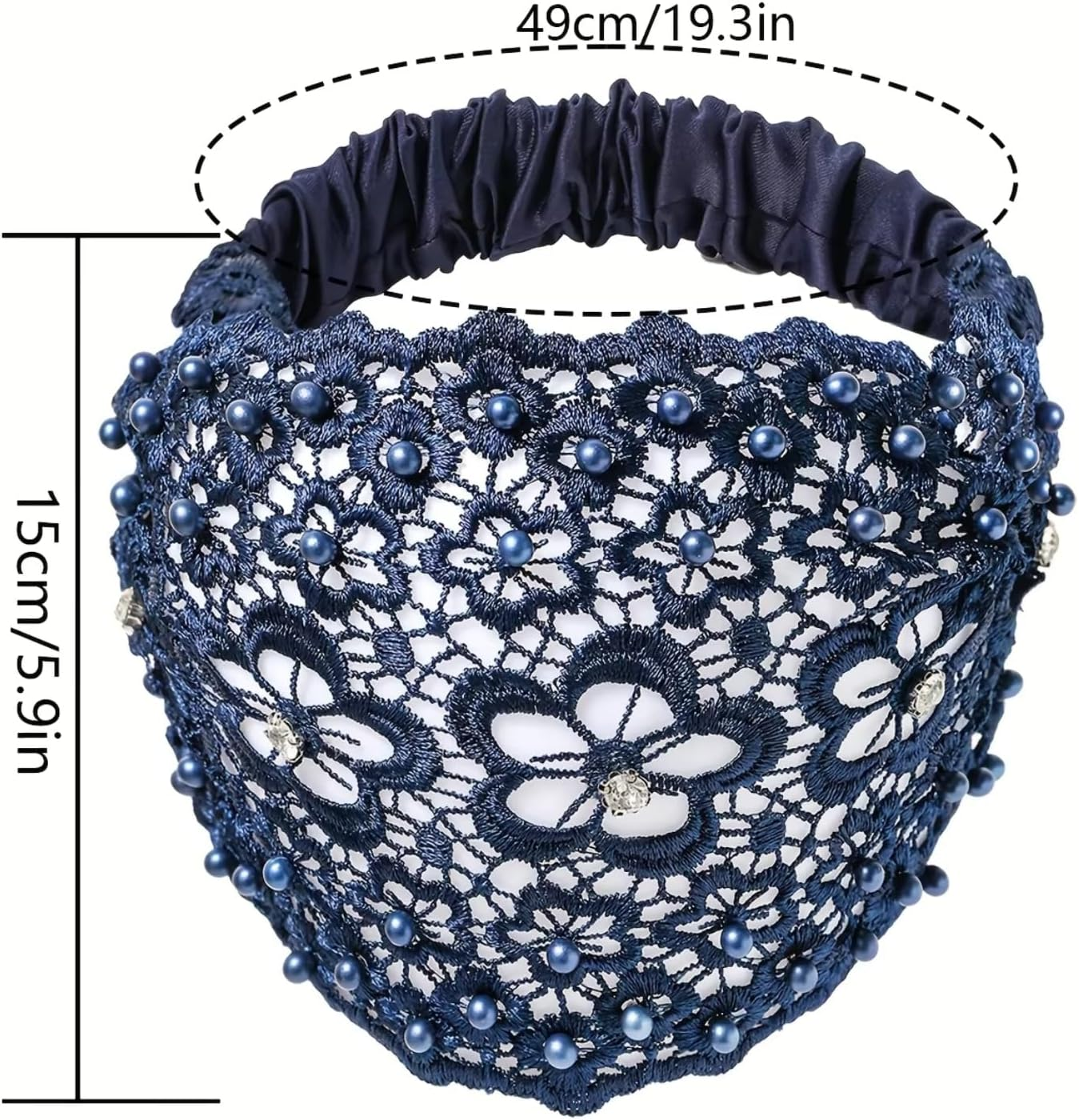 Lace Headbands for Women, Lace Pearl Hollow Elastic Headbands Bohemian Hair Bands Summer Hair Accessories for Women Girls Yoga, Working Out, Gym, Running(3 Colors) image number 4