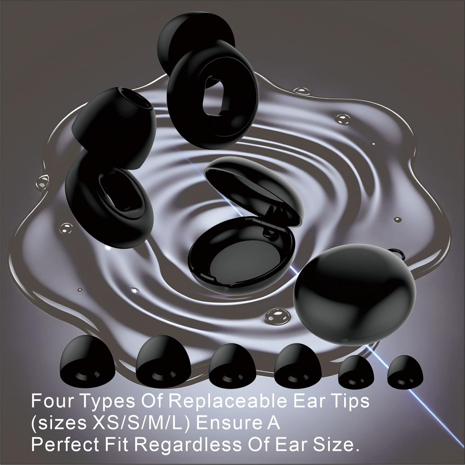 Ear Plugs for Sleeping - Soft Silicone Reusable, Effectively Reduce Noise and Come with 8 Ear Tips, Suitable for Travel, Concerts, Swimming, anti Snoring, Focus