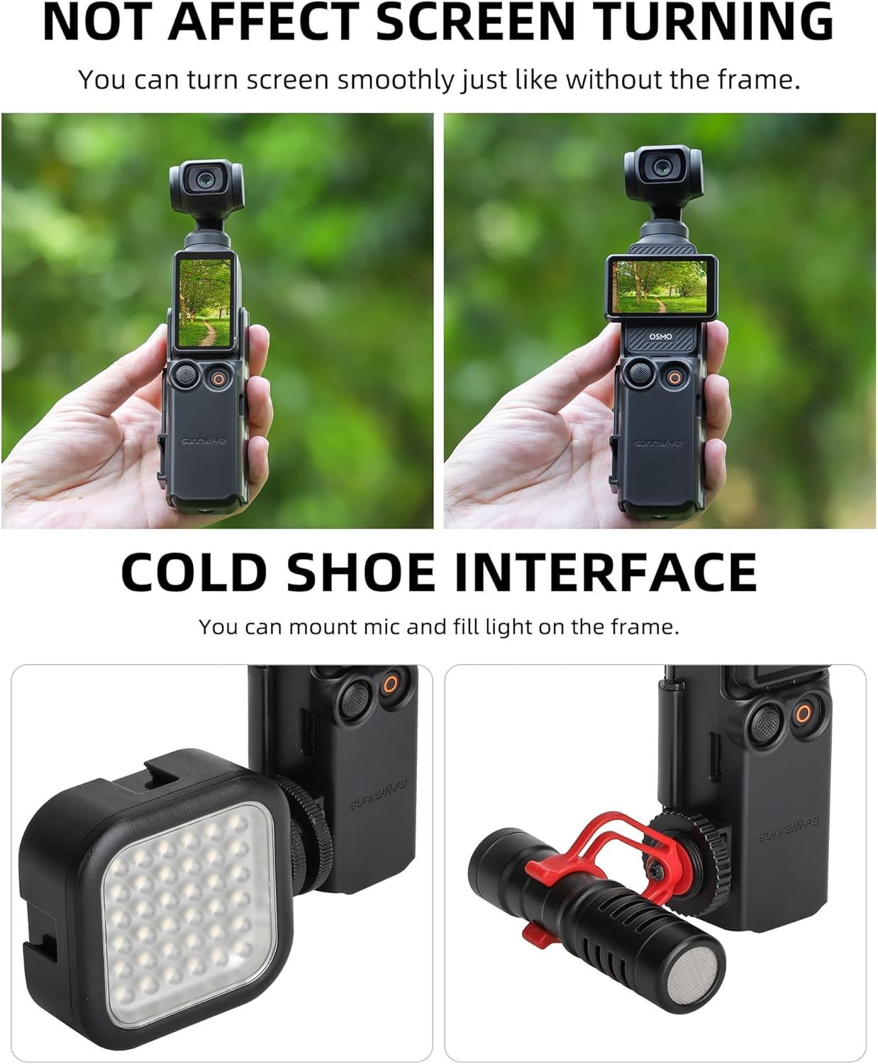 Pocket 3 Expansion Adapter, XICEN DJI Osmo Pocket 3 Creator Combo Handle Accessories Cold Shoe, Support Extended Mounting Bracket Microphone LED Lamp Tripod Strap Bicycle Backpack Clip image number 5