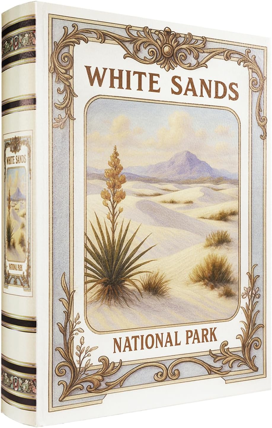 Decorative Wooden Book Box - Vintage Faux Book Boxes with National Park Design, Secret Storage with Magnetic Closure, Leather Cover, Perfect for Home Office Bookshelf (1 X White Sands) image number 4