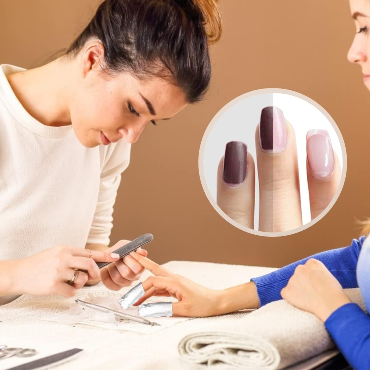 500Pcs Nail Foil Wraps Remover Aluminium Nail Art Soak off Remover Gel Nail Polish Remover Tools with Pre-Attached Lint-Free Cotton Pads, Easy Manicure Removal for Women Girls image number 1