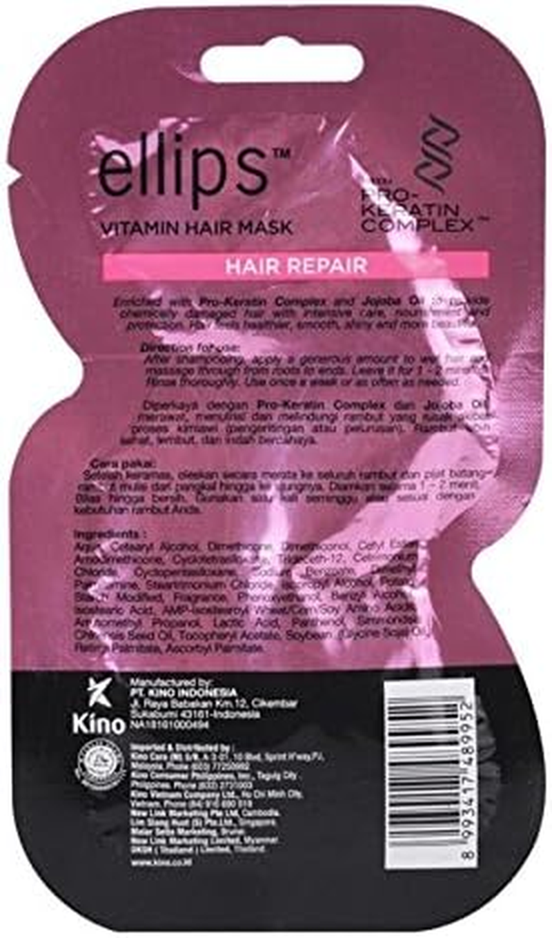 Ellips Hair Mask (Pro Keratin) - Hair Repair, 18 Gramme (Pack of 10) image number 1
